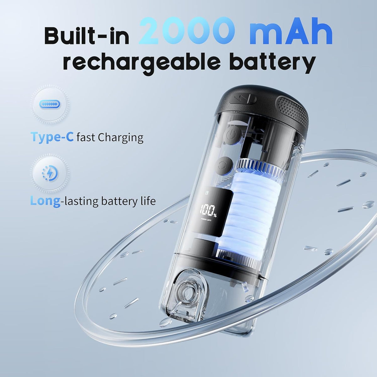 Peri Bottle for Postpartum Care-250ml Portable Bidet for Travel with 5 Sprayer Modes, 2000mAh Rechargeable Electric Bidet with 8 Replaceable Nozzles for Perineal Care & Post-Surgery Care (Black)