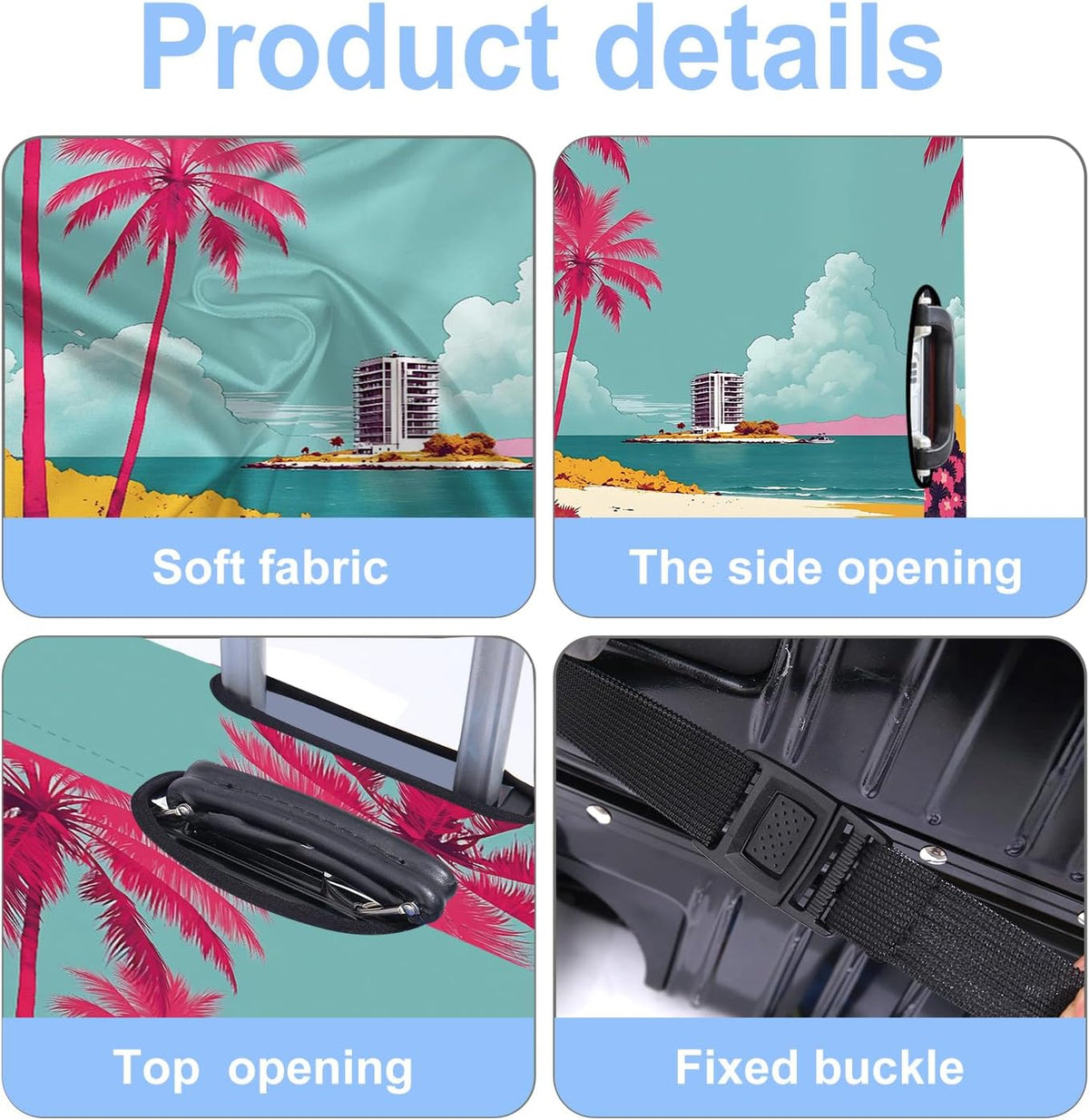 Luggage Cover Washable Suitcase Protector Anti-Scratch,Stretchable Fit for 20-34Inch Luggage Durable Travel Bag Cover with Zipper Closure (Beach, M(fits 24-26Inch suitcase))