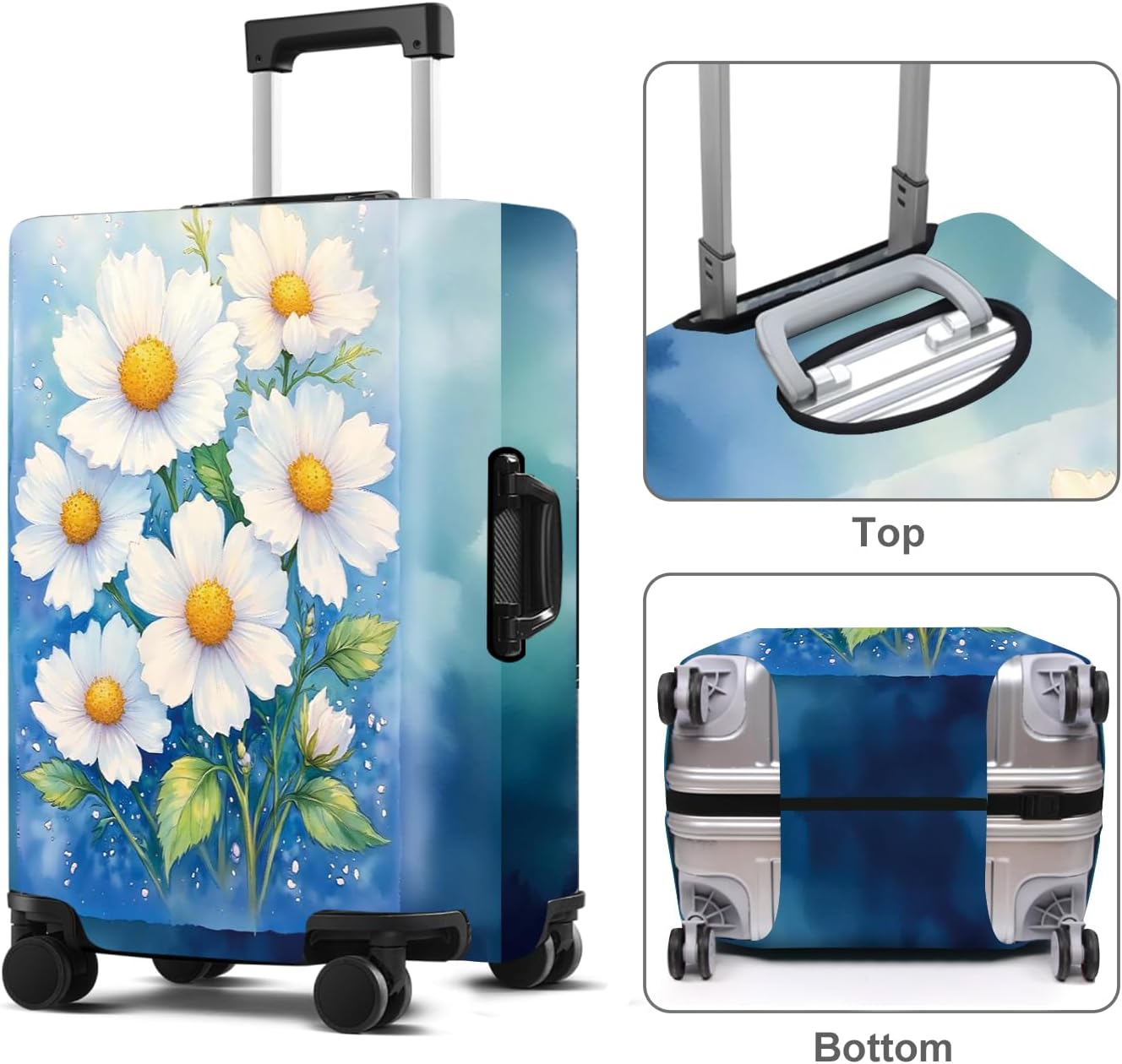 Luggage Cover Washable Suitcase Protector Anti-Scratch,Stretchable Fit for 20-34Inch Luggage Durable Travel Bag Cover with Zipper Closure (Flower-2, S(fits 20-22inch suitcase))