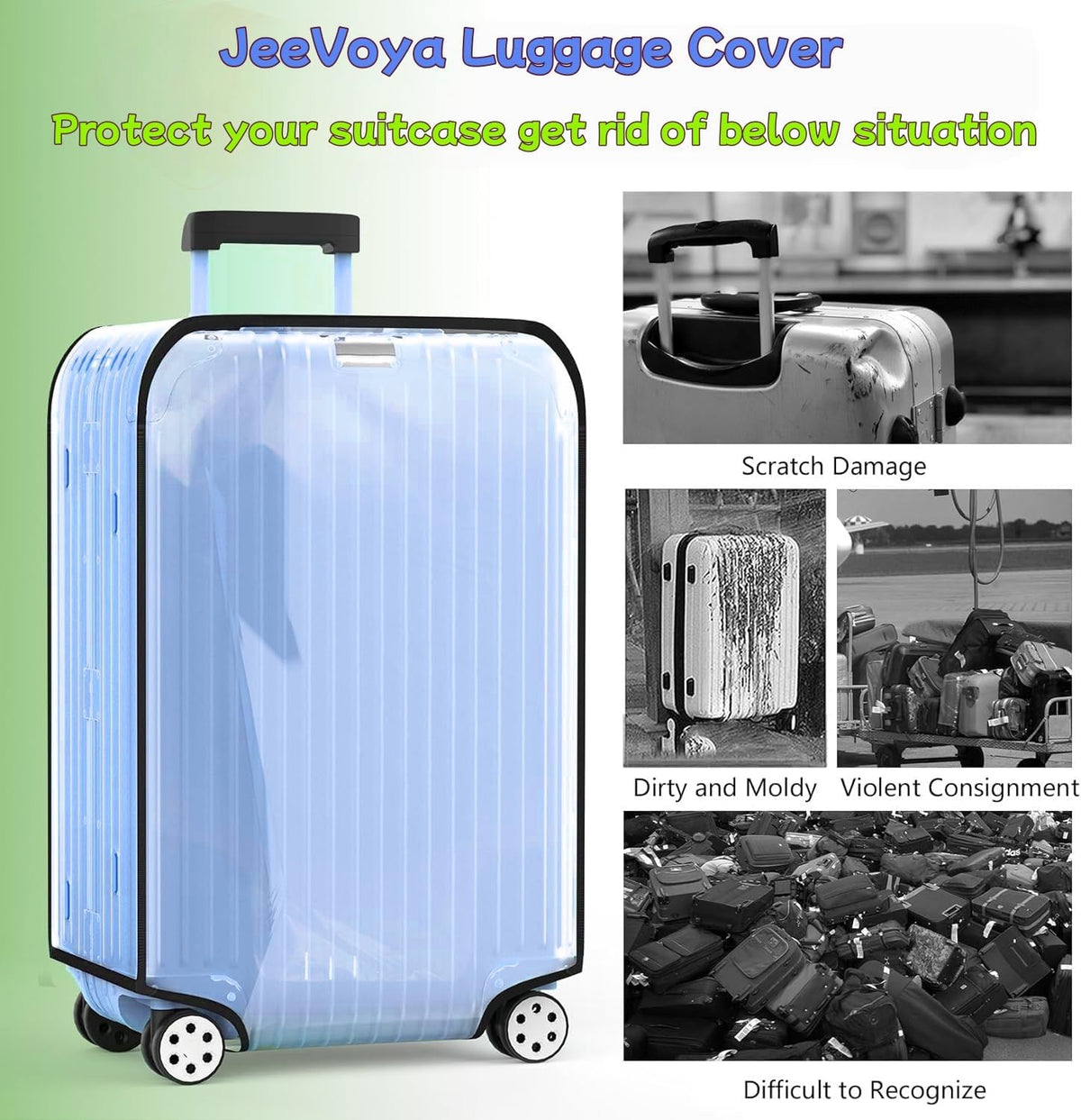 Luggage Cover Clear PVC Suitcase Covers for Luggage Thick Transparent Waterproof Suitcase Protector with Large for 20"/24"/28" inch