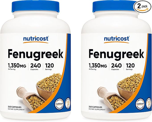 Nutricost Fenugreek Seed 1350mg, 240 Capsules (2 Bottles) - Gluten Free, Non-GMO, 675mg Per Capsule