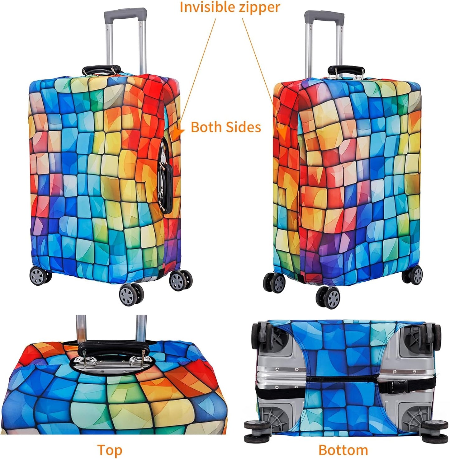 MosaiRudo Travel Luggage Covers For Suitcase Tsa Approved,Suitcase Cover Protector Fit 18-32 Inch Luggage Travel Accessories (T2501, M)