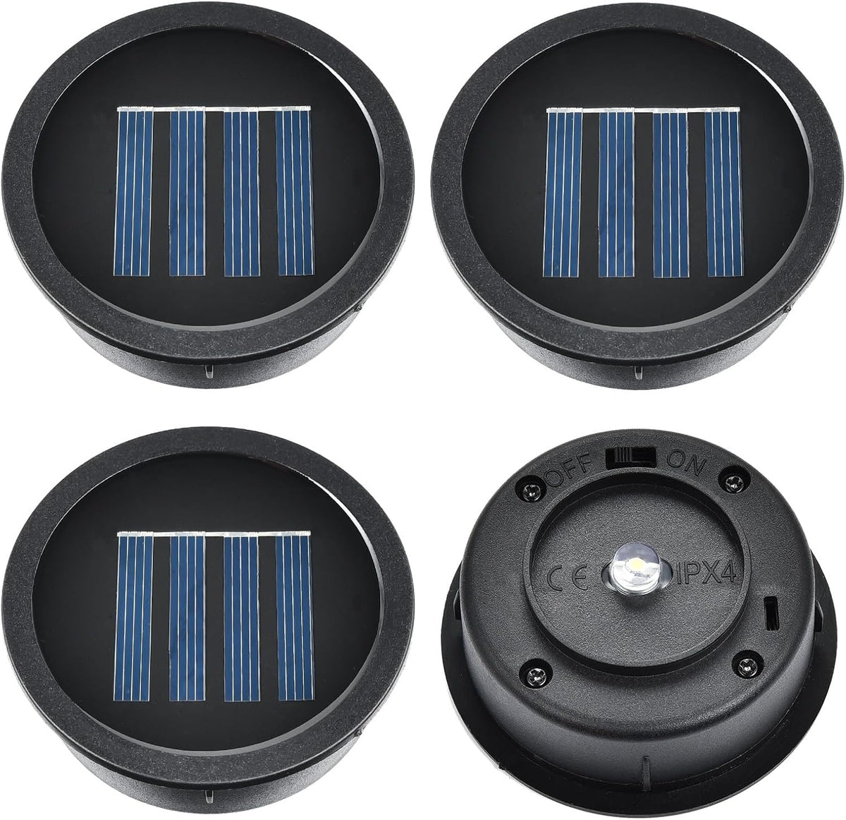 ELUTENG Solar Light Replacement Top 4 Pack (Top Size 2.76 inch, Bottom Size 2.42 inch) LED Solar Lantern Light Lids Outdoor Waterproof Replacement Solar Light Tops Warm White LED