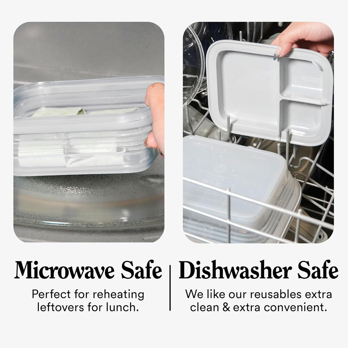 STOJO Collapsible Bento Box, Reusable, Leak-Proof, Microwave & Dishwasher Safe, Premium Lunch Container with Divider – Space-Saving, Transparent Design (Cashmere, 2.75-Cup/650mL)