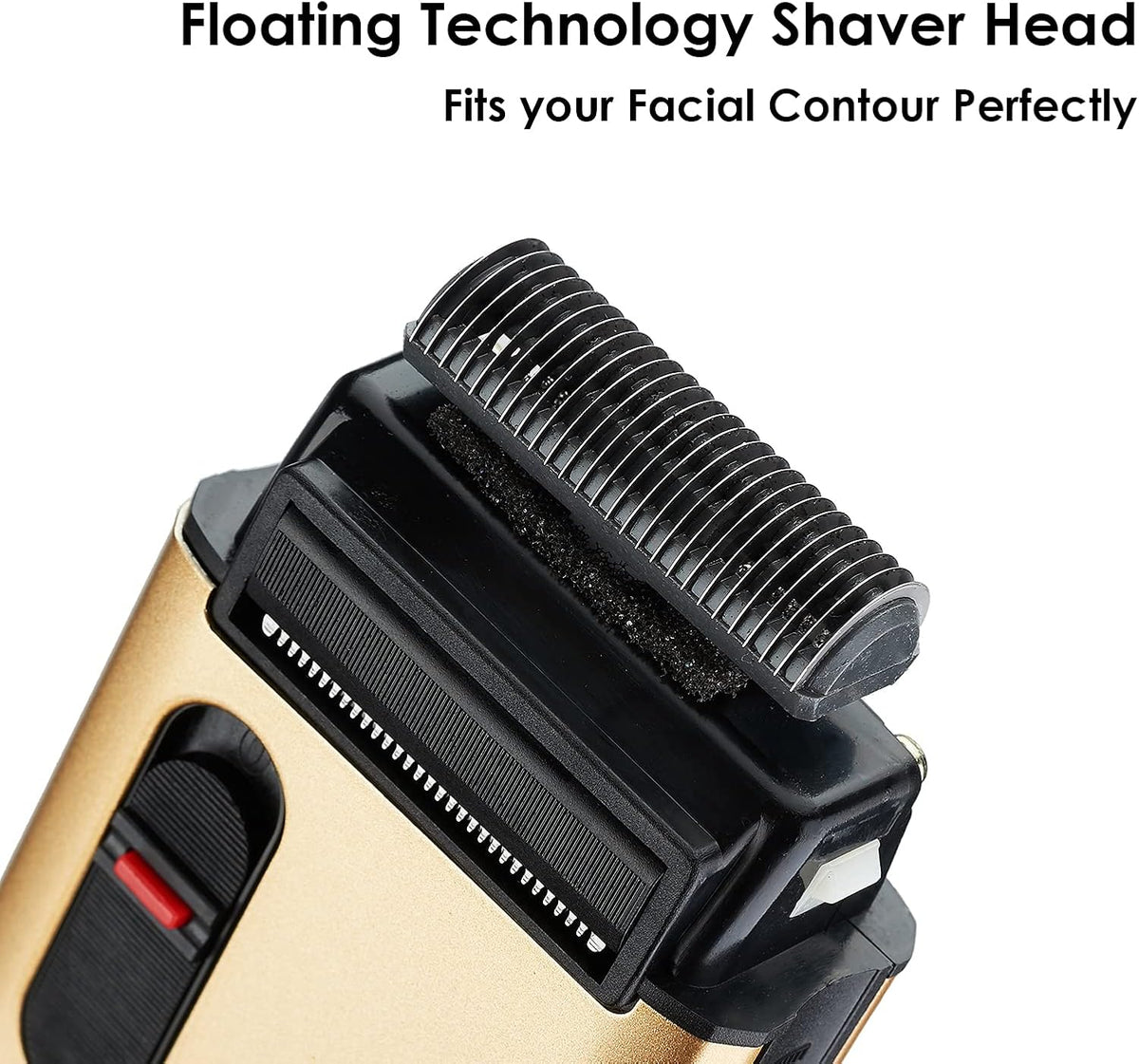 Retro Electric Razors for Men with Beard Trimmer, Rechargeable Mens Titanium- Plated Foil Shavers, Strong Power (Gold)