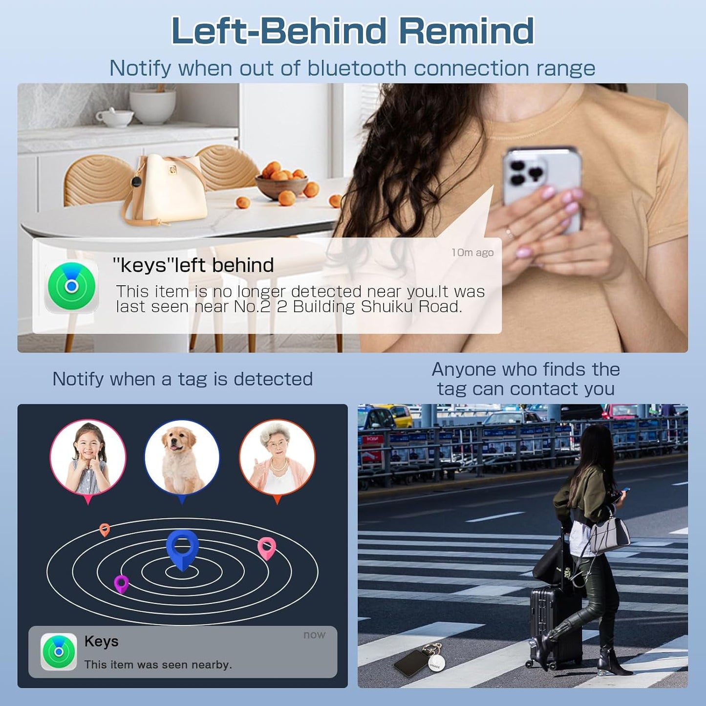Air-Tags-2 Pack, Smart Air Tracker Tag, Bluetooth Tracker for Apple Find My (iOS Only), Waterproof Key Finder Tracking Device for Kids Keys Luggage Bags Wallets Pets and More - Black&White