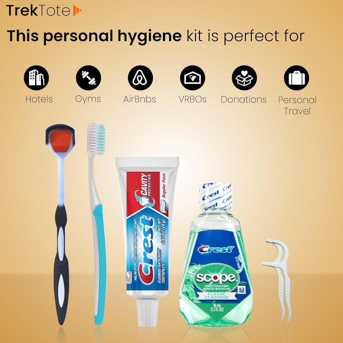 Trektote 6-Piece Travel Size Toothbrush and Toothpaste Set (25 Pack) - TSA Approved Toothbrush Travel Kit - Includes Toothpaste and Mouthwash - Dental Oral Care Kit