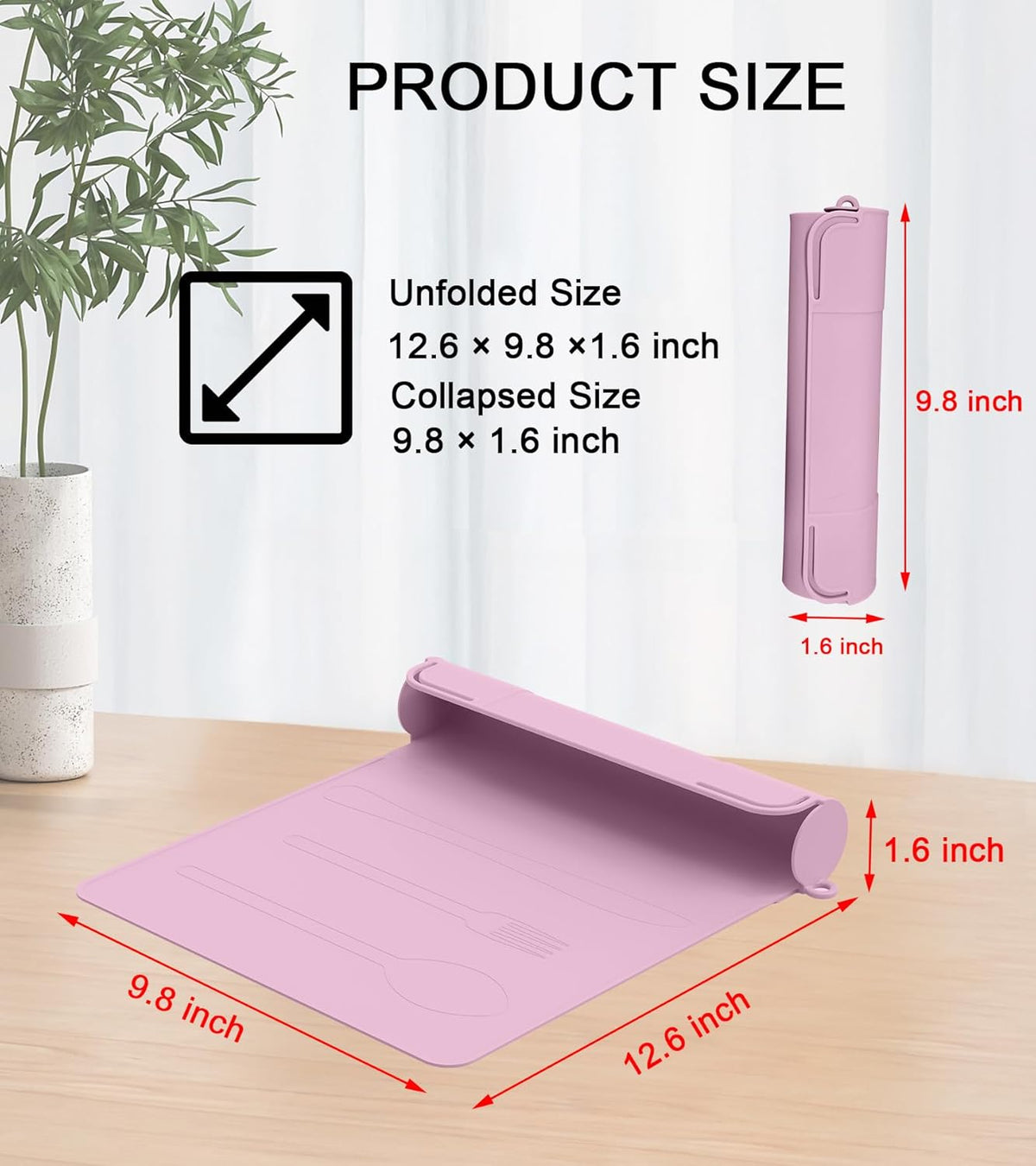 Utensil Box, Tableware Silicone Portable Box Silverware mat, Suitable for Kitchen Utensils, Portable Outdoor Camping Spoon Fork Utensils Storage mat (Pink)