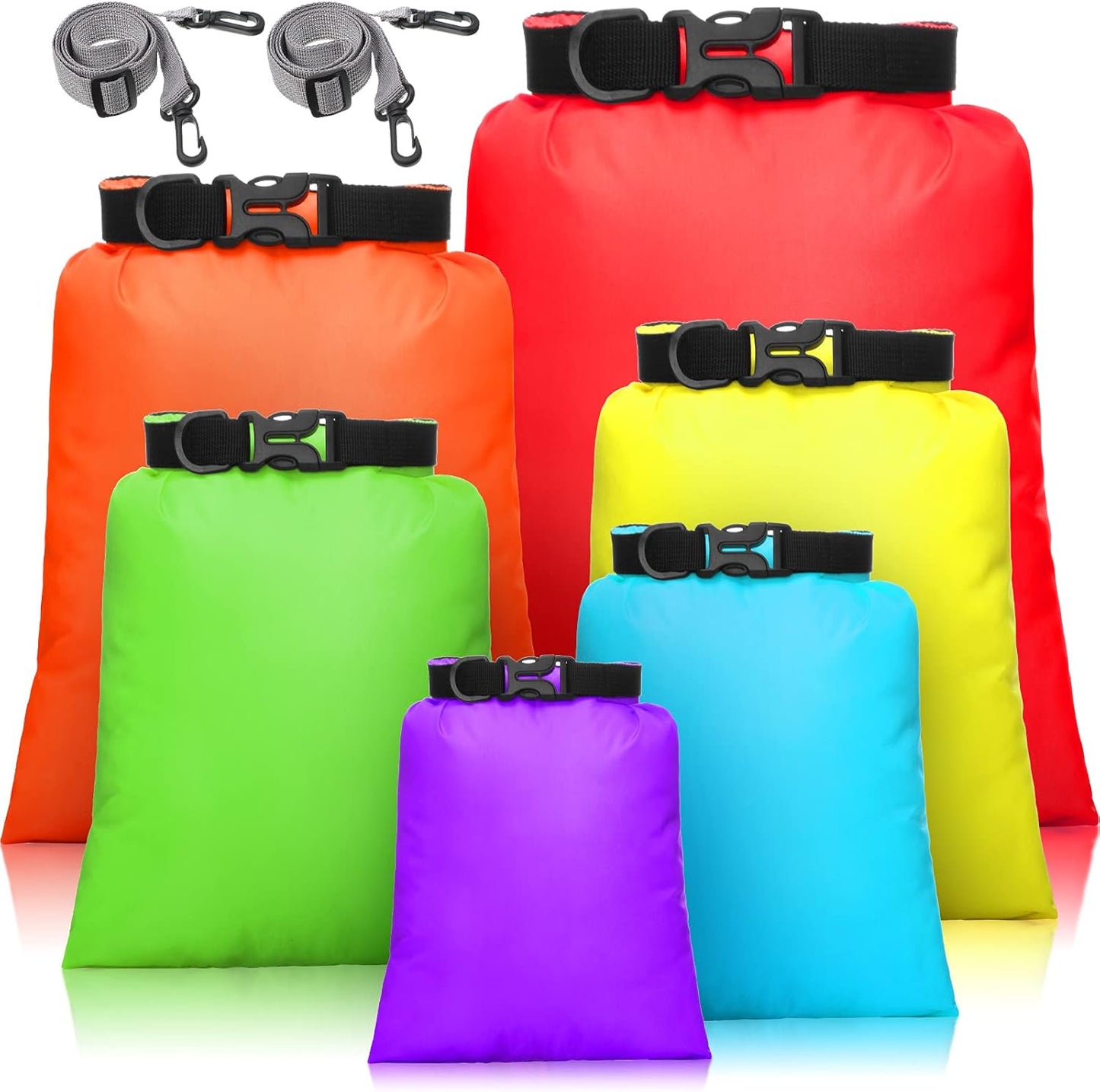 Shappy Waterproof Dry Bag Set 6 Sizes Lightweight Sacks and Long Adjustable Shoulder Strap Outdoor Water Proof Keep Gear Dry Bag Stuff Sacks for Backpacking, Boating, Hiking, Camping