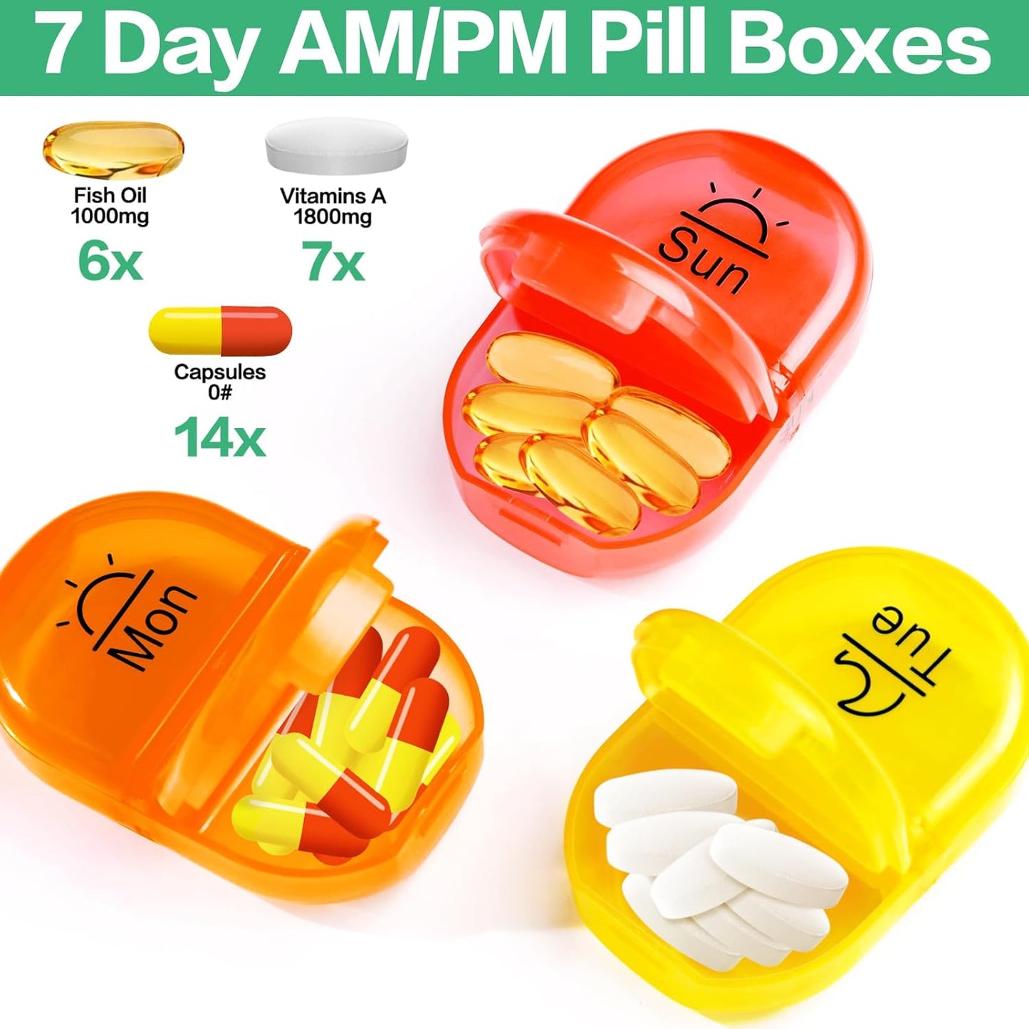 Serfeymi Weekly Travel Pill Organizer 2 Times A Day AM PM Rainbow Pill Box 7 Day with Zipper Canvas Pill Case, Medicine Organizer for Pills, Vitamins, Fish Oils - Purple 01+ Bloom 01