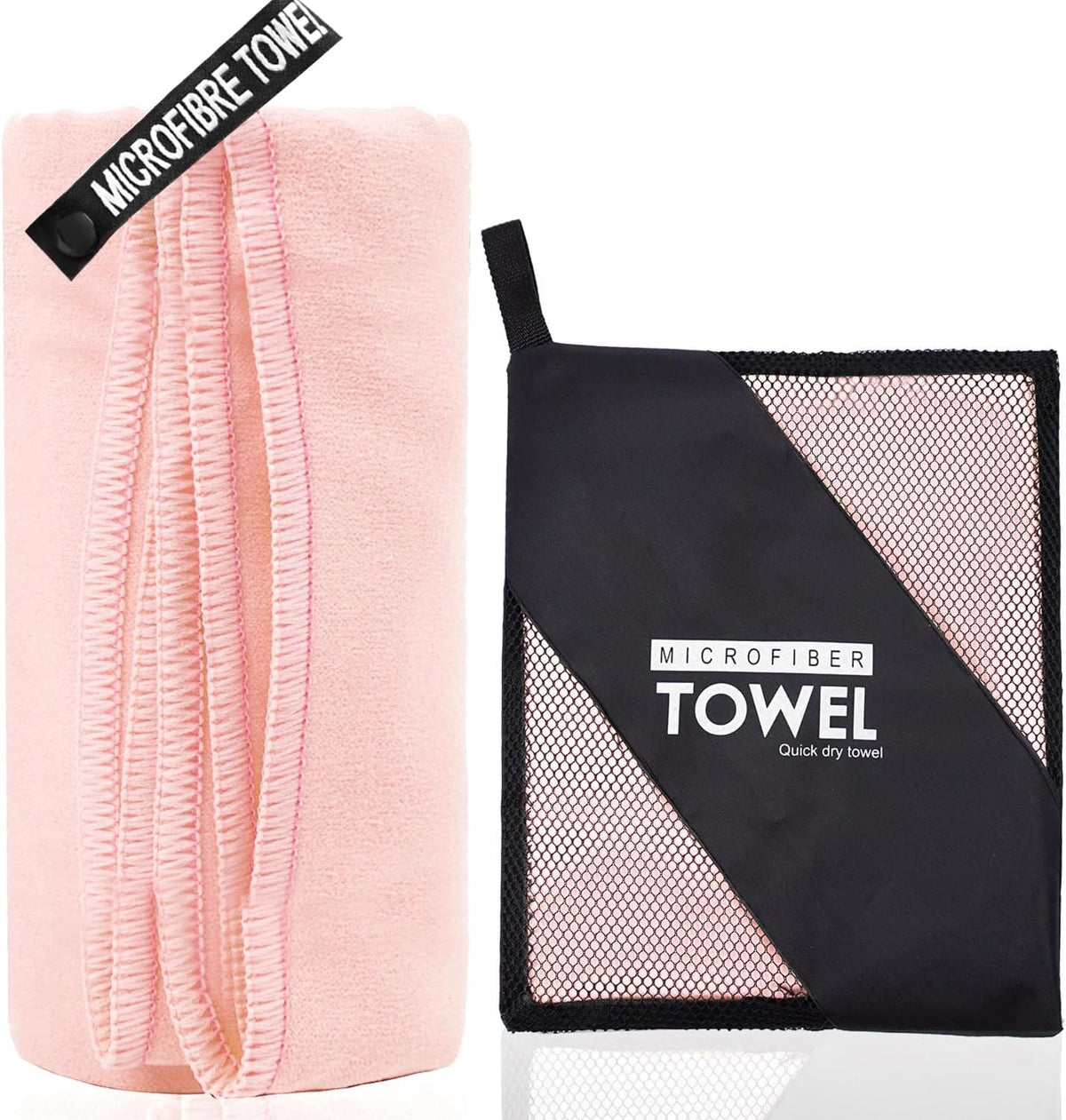 Microfiber Travel Towel, Soft Lightweight Quick Dry Towel, Super Absorbent Compact Travel & Sports & Beach Towels for Camping, Backpack, Gym, Swimming, Yoga, Hiking (S:16"×32" -Pink)