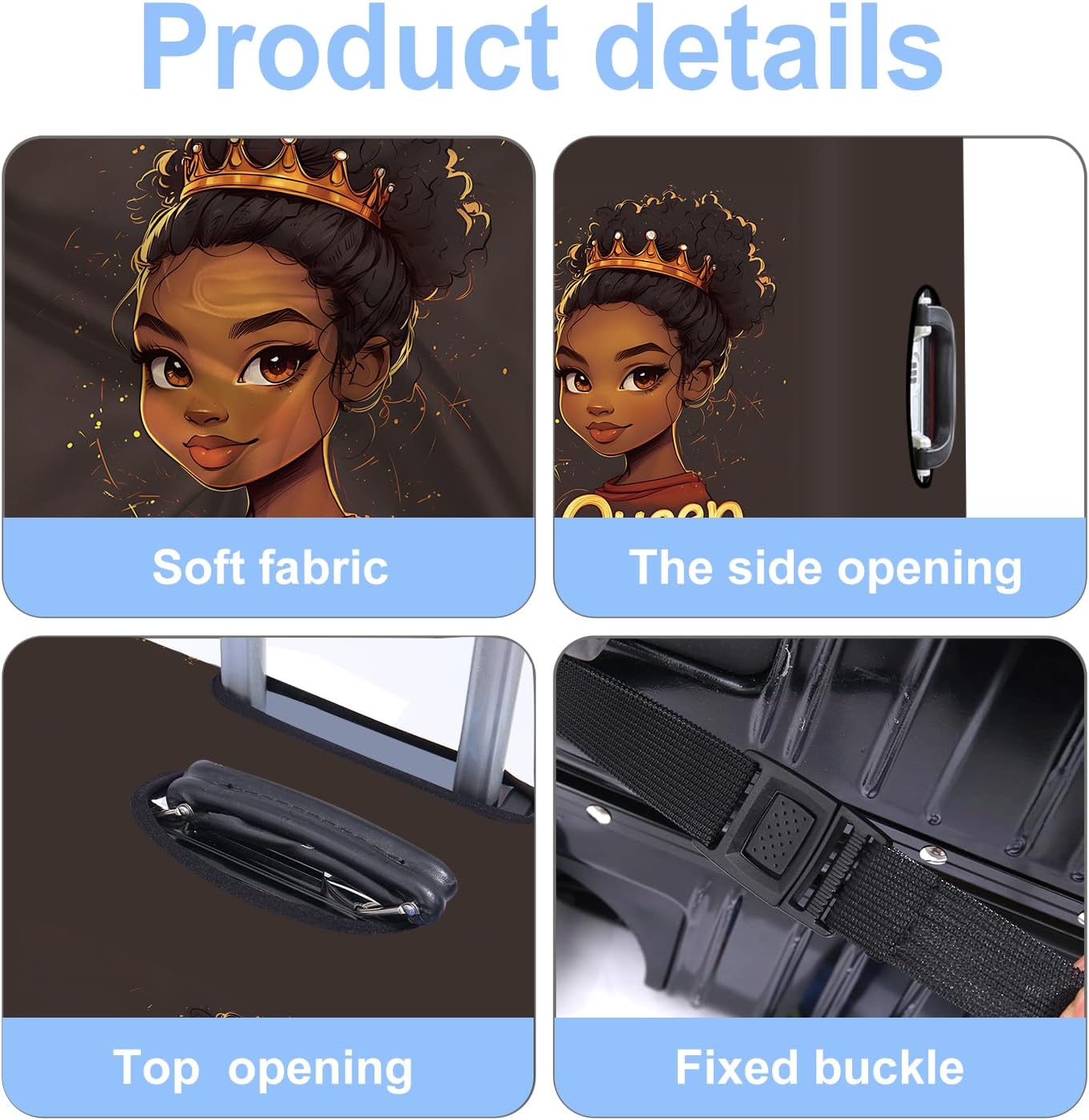 Luggage Cover Washable Suitcase Protector Anti-scratch Suitcase cover Fits 20-34 Inch Luggage (Girl-5, XL(32-34inch suitcase))