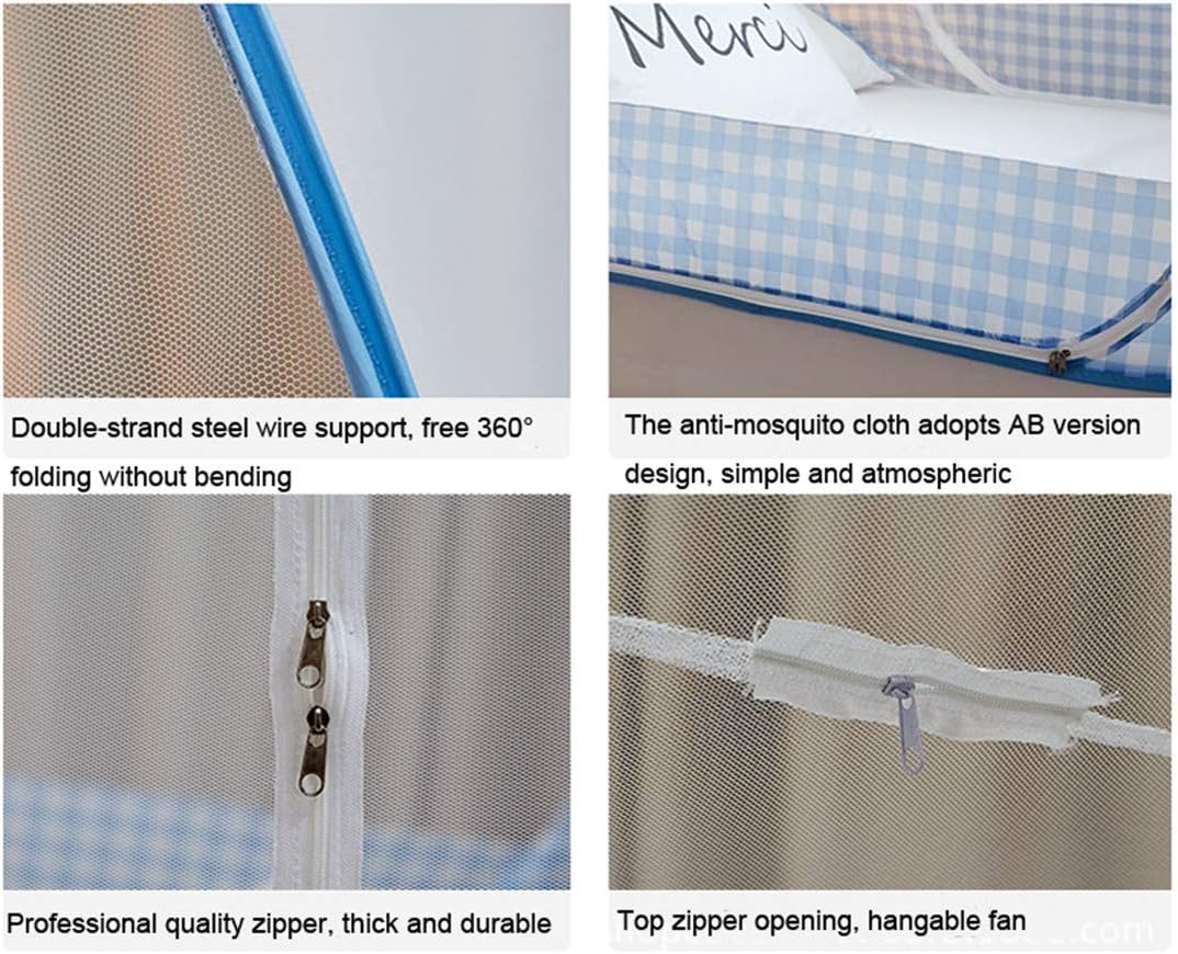 CdyBox Folding Mosquito Net Tent Canopy Curtains for Beds Home Bedroom Decor (Blue, 1.2X2.0m)