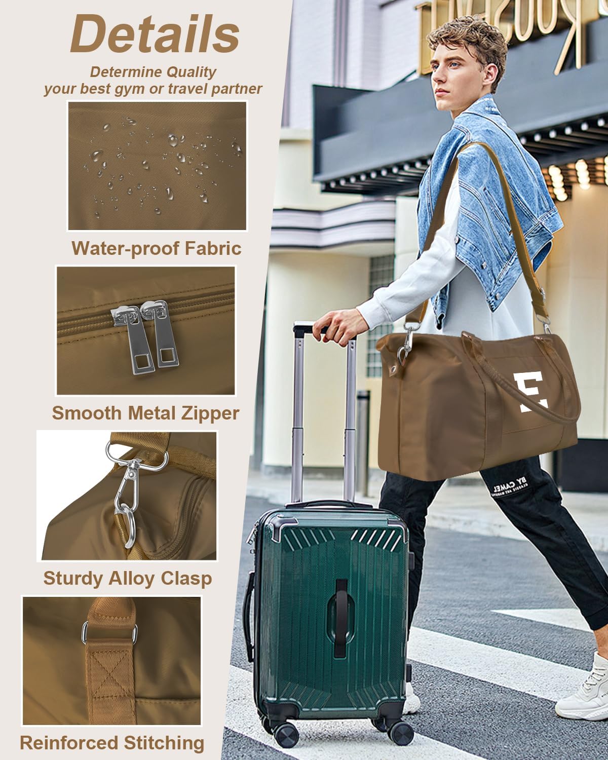 Birthday Graduation Gifts for Daughter,Initial Travel Duffel Bag Sports Gym Bag for Girls Teen Kids Birthday Gifts,Personalized Weekender Bag Carry On Tote Bags Cute Overnight Bag for Women(Brown, E)