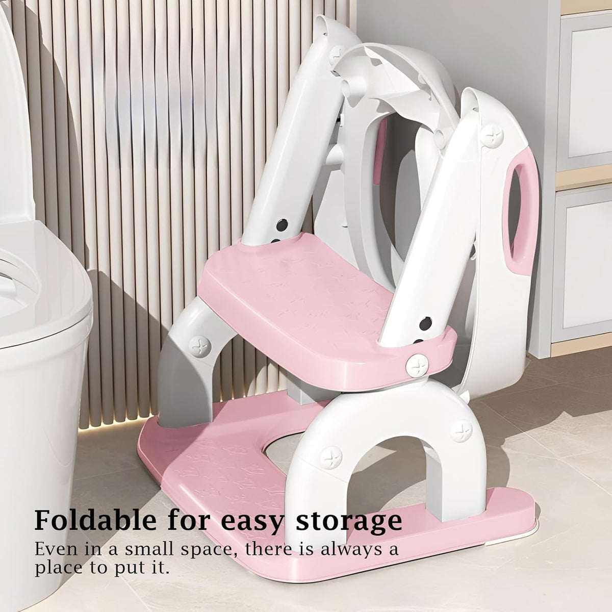 Potty Training Seat Upgraded 2-in-1 Potty Toilet for Kids Boys and Girls, Adjustable Step & Seat Height with Splash Guard Anti-Slip Pad Step Stool(White and Pink)