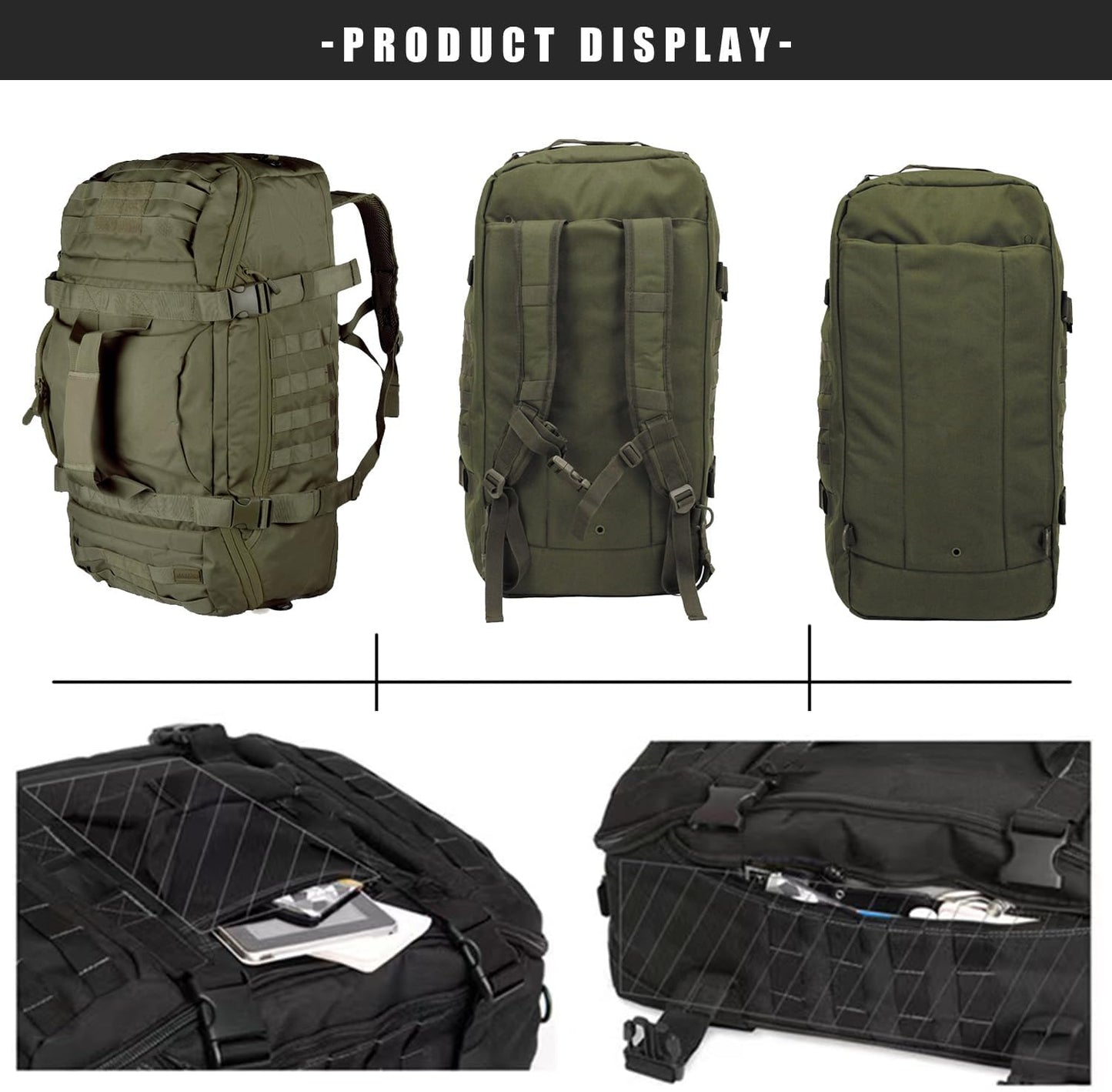 Gym Bag Duffle Bags Backpack - Travel Weekender Bag for Men Women Workout Bag for Military,Sports,Overnight,Basketball,Tactical,Football,Waterproof & Tear Resistant