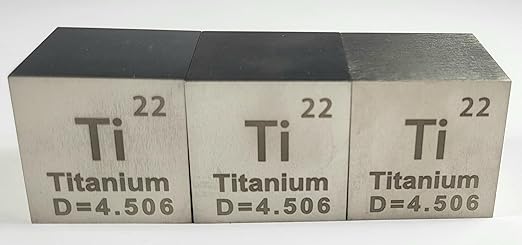 1.5" 38.1mm Titanium Metal Cube Ti up to 99.9% Pure Periodic Table Element Engraved Density Collection Science Education Display Block Cube + Acrylic Case Box - 1PC