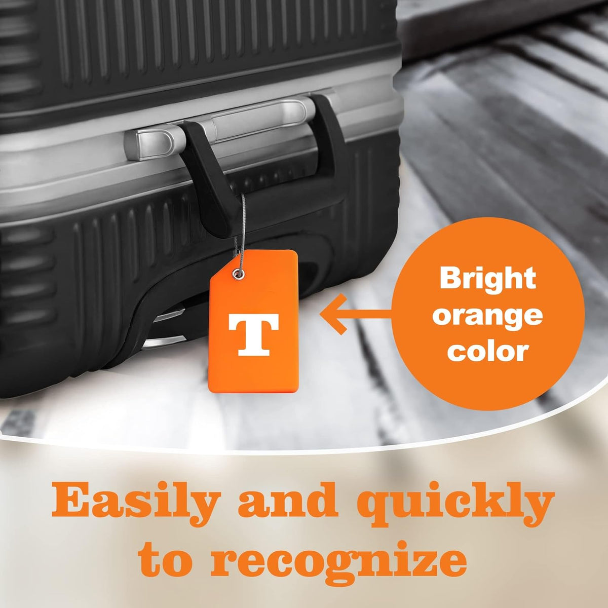 8 Pcs Luggage Tags for Suitcases, 26 Initial Letter Travel Luggage Baggage Identification Labels ID Tags Fully Bendable Tags with Stainless Steel Loop (Letter T, Colorful)
