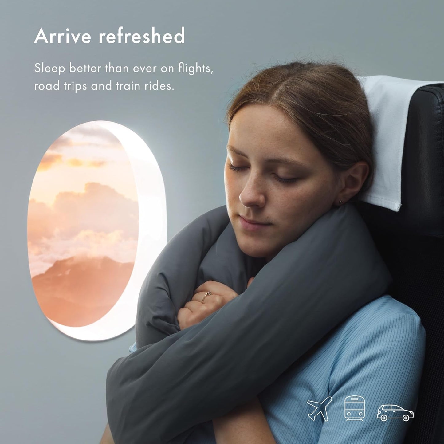 Huzi Infinity Pillow - Home Travel Soft Neck Scarf Support Sleep (Navy)