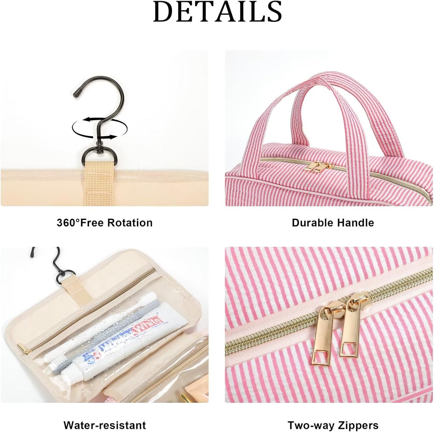 YOOLIFE Travel Toiletry Bag - Hanging Toiletry Bag for Women, Large Capacity Personalized Travel Toiletry Bag and Makeup Bag, Portable Travel Organizer - Letter C
