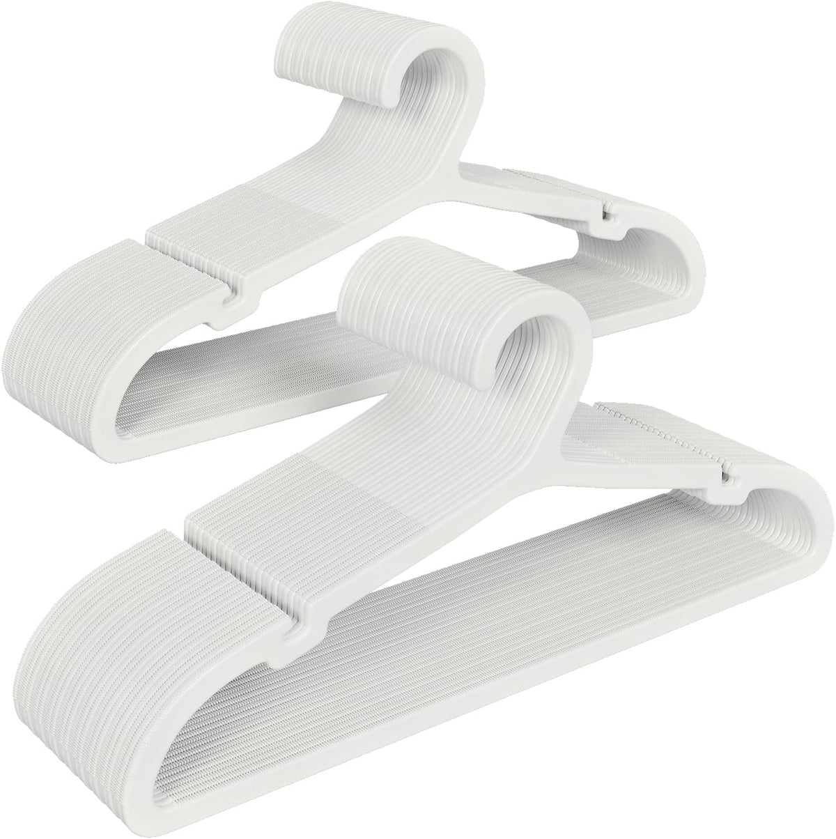 50 Pack Clothes Hangers, Non Slip Plastic Coat Hangers, Space Saving Hangers, Heavy Duty, Hanging Dry Wet Clothes, 16.4" x 8.3", White, UAPY0550W