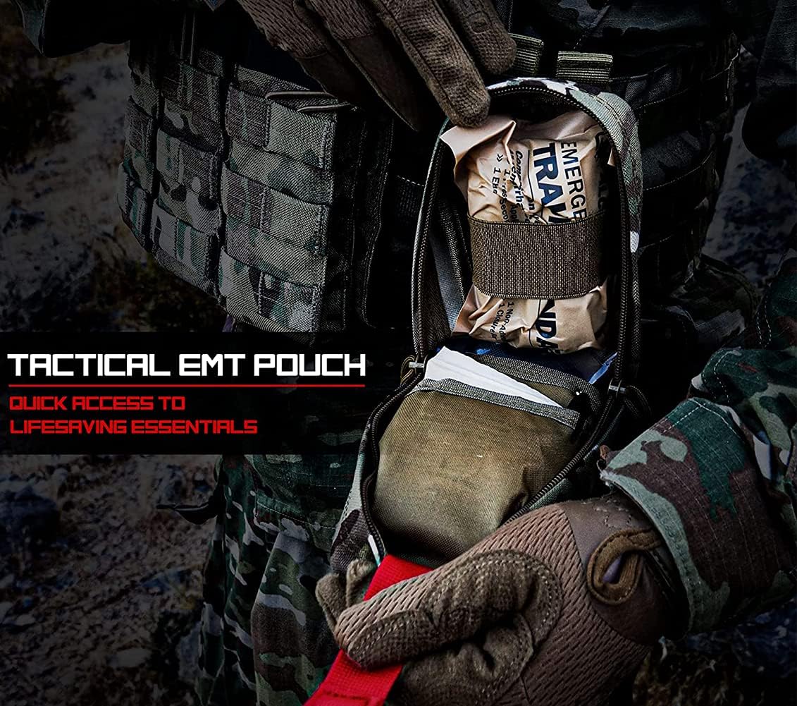 Tourniquet Pouch (Israeli Bandage + IFAK Pouch), Small Trauma Medical Kit Tactical First Aid for Camping and Hiking (Camouflage)
