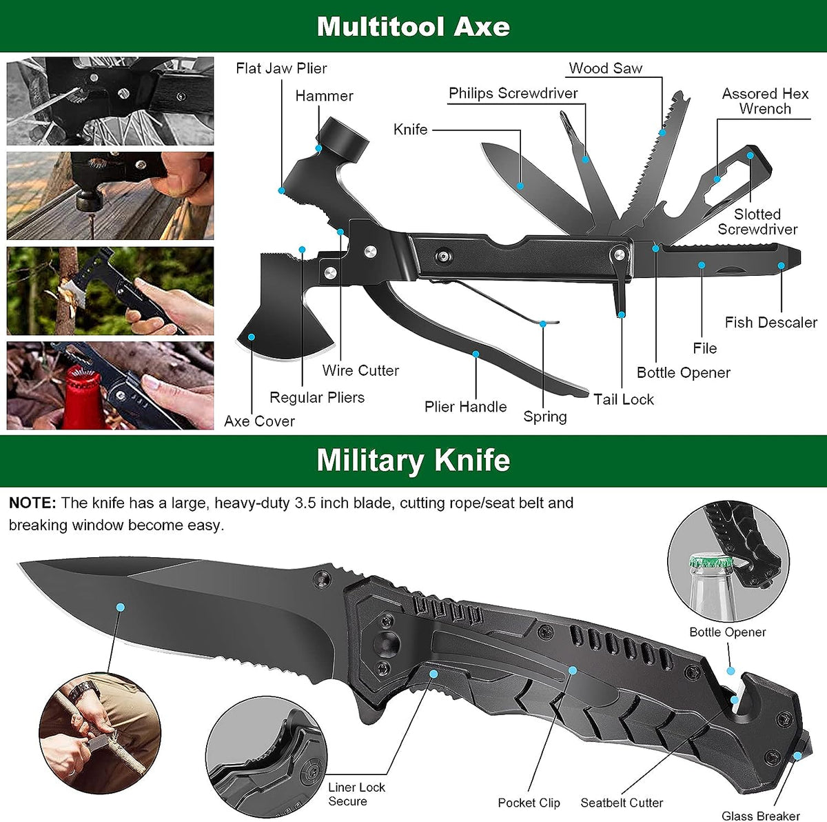 Emergency Survival Kit and First Aid Kit, 142Pcs Professional Survival Gear and Supplies Equipment with Molle Pouch, Gift for Christmas Men Dad Husband Camping Hiking Hunting Outdoor Adventure
