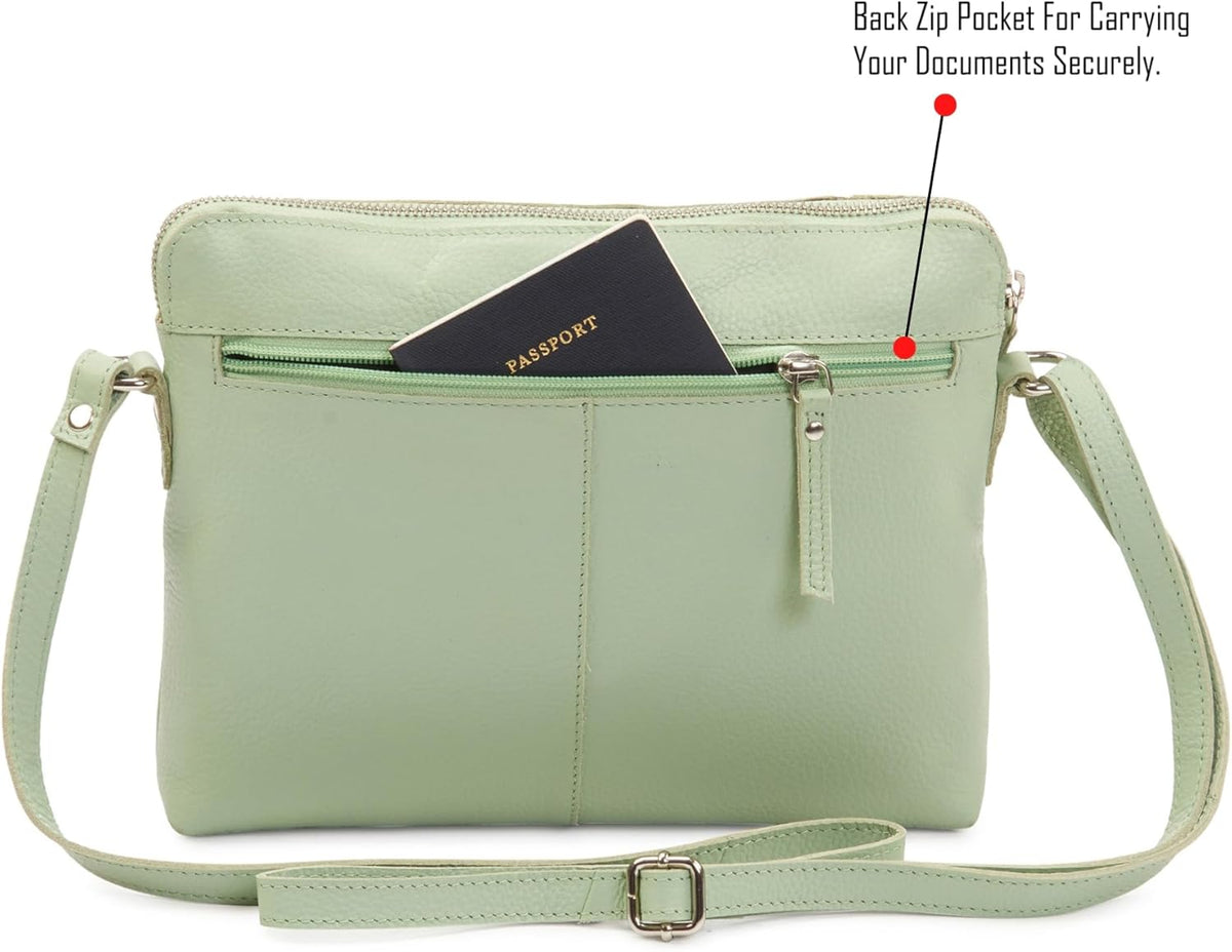 Wise Owl Accessories Small Soft Pebbled Real Leather Crossbody Handbags Purses Sling Crossover Shoulder Bag