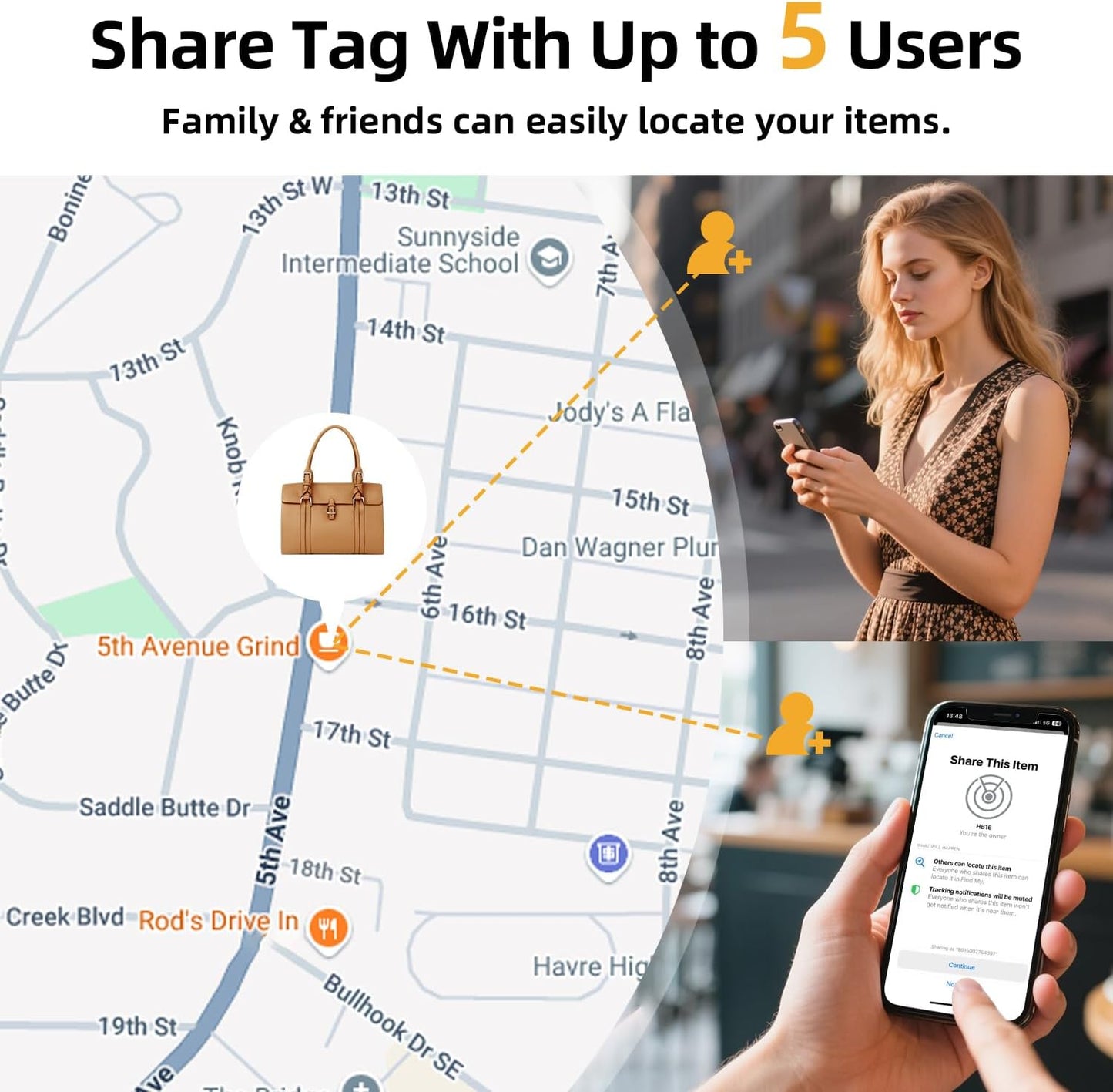 Esky Bluetooth Tracker Tag, Smart Luggage Tracker Compatible with Apple Find My APP (Only for iOS, Not for Android), Key Finder and Item Locator for Luggage, Backpack, Suitcases, Pets, Wallet