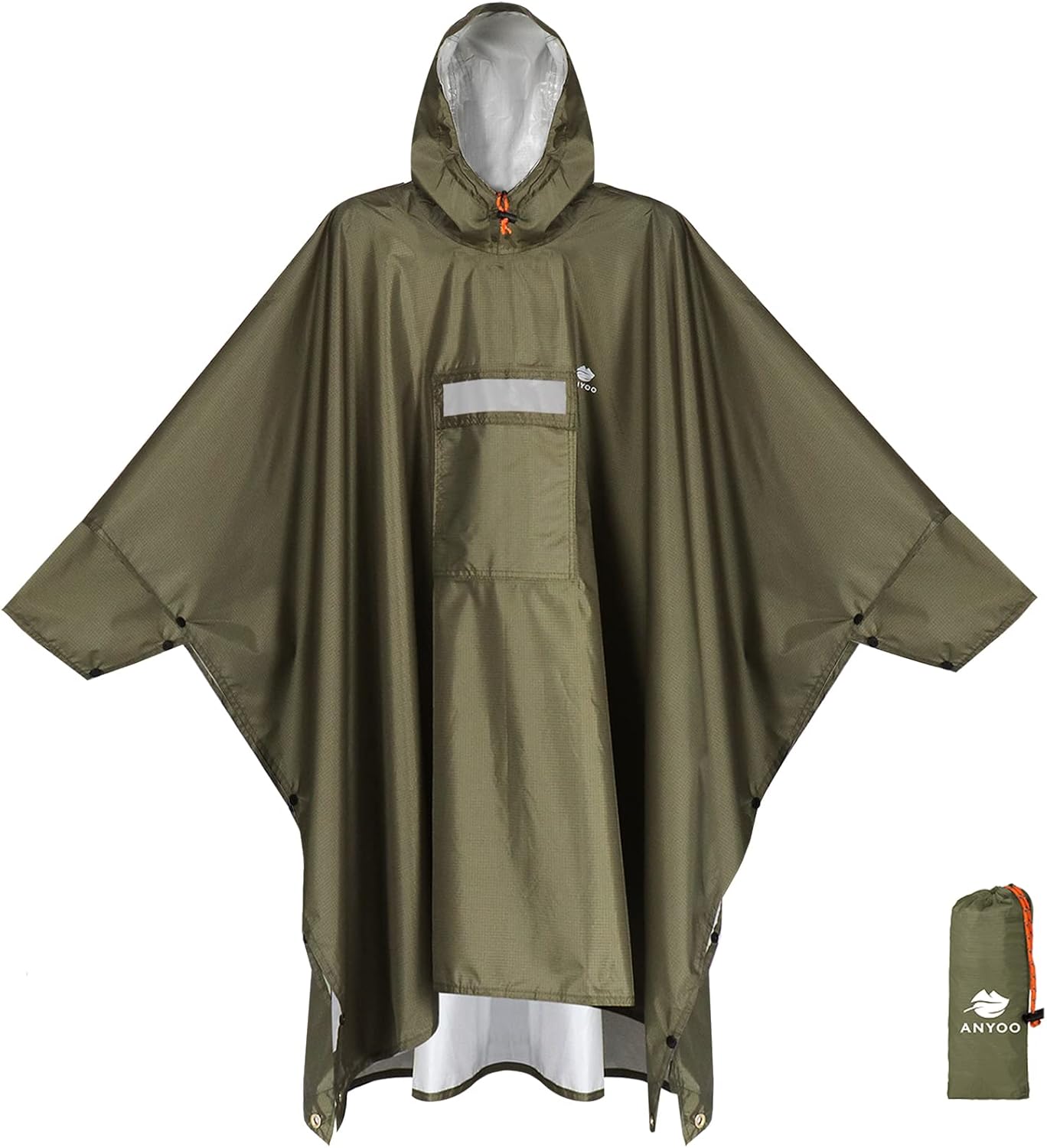 ANYOO Hooded Rain Poncho for Adults Waterproof Lightweight Rain Coat for Men Women Reusable Rain Jacket for Emergency Outdoor