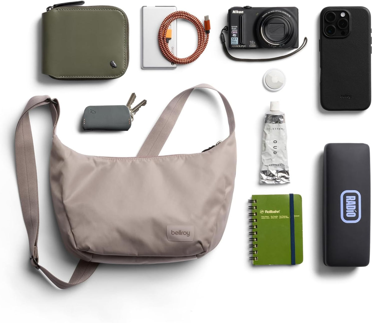 Bellroy Laneway Crescent Bag (everyday 2.5 liter mini crossbody bag with plenty of pockets and adjustable strap)' - Fawn