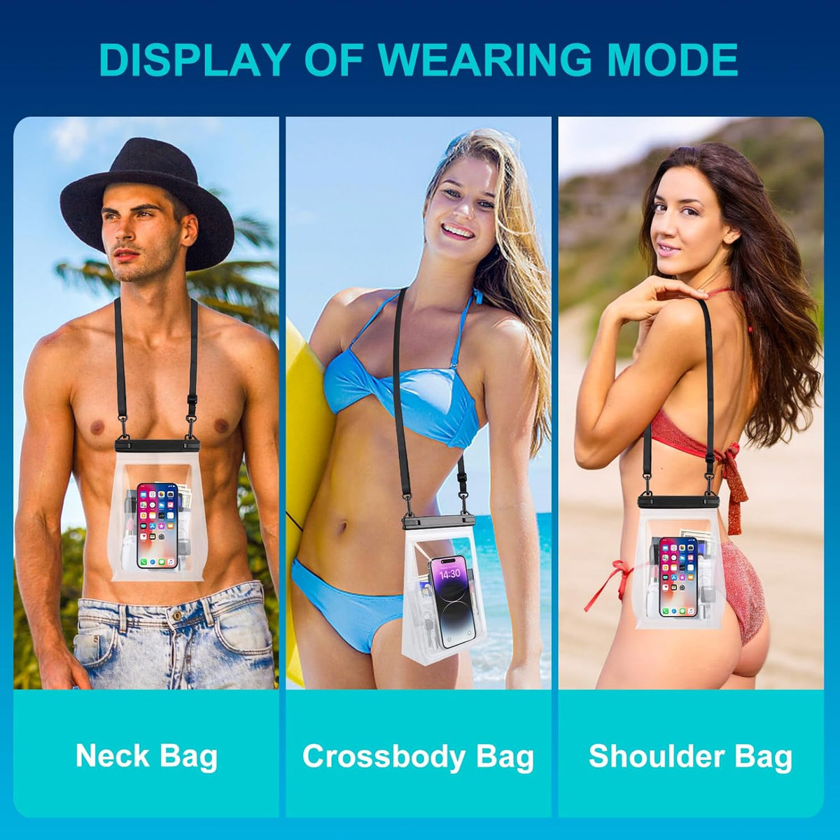 Large Waterproof Phone Pouch Floating, Waterproof Phone Case for iPhone 15 14 Pro Max 13 12 Plus 11 XS XR X Samsung up to 8.5'', IPX8 Water Proof Cell Phone Dry Bag for Beach Swimming Kayaking