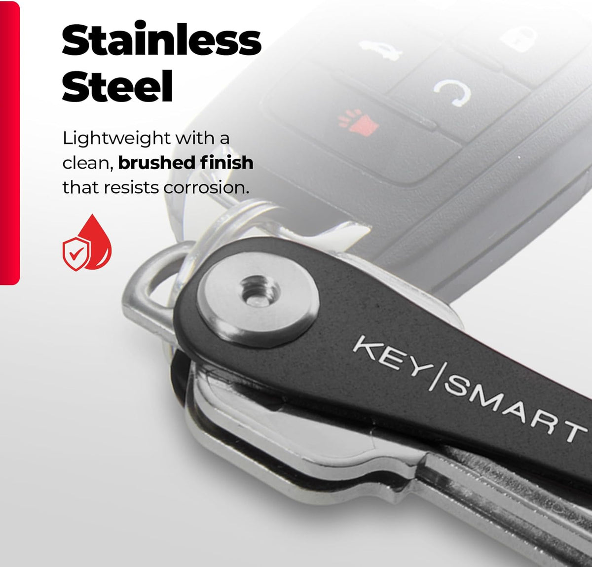 KEYSMART Key Holder for Keychain - Compact Key Organizer for Key Chain, Minimalist Clutter-Free EDC Keychains Key Ring, Black, 14 Keys