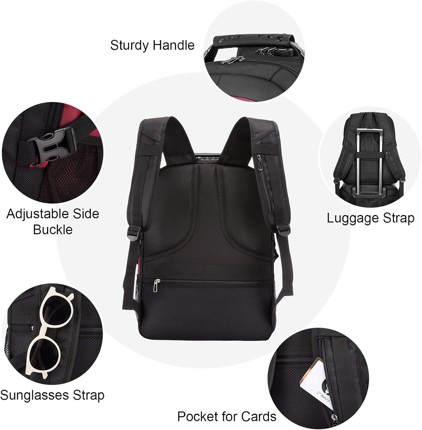 LOVEVOOK Travel Laptop Backpack Waterproof Anti Theft with Lock and USB Charging Port Large Computer Business Backpack for Men Women College (15.6 inch,Red)