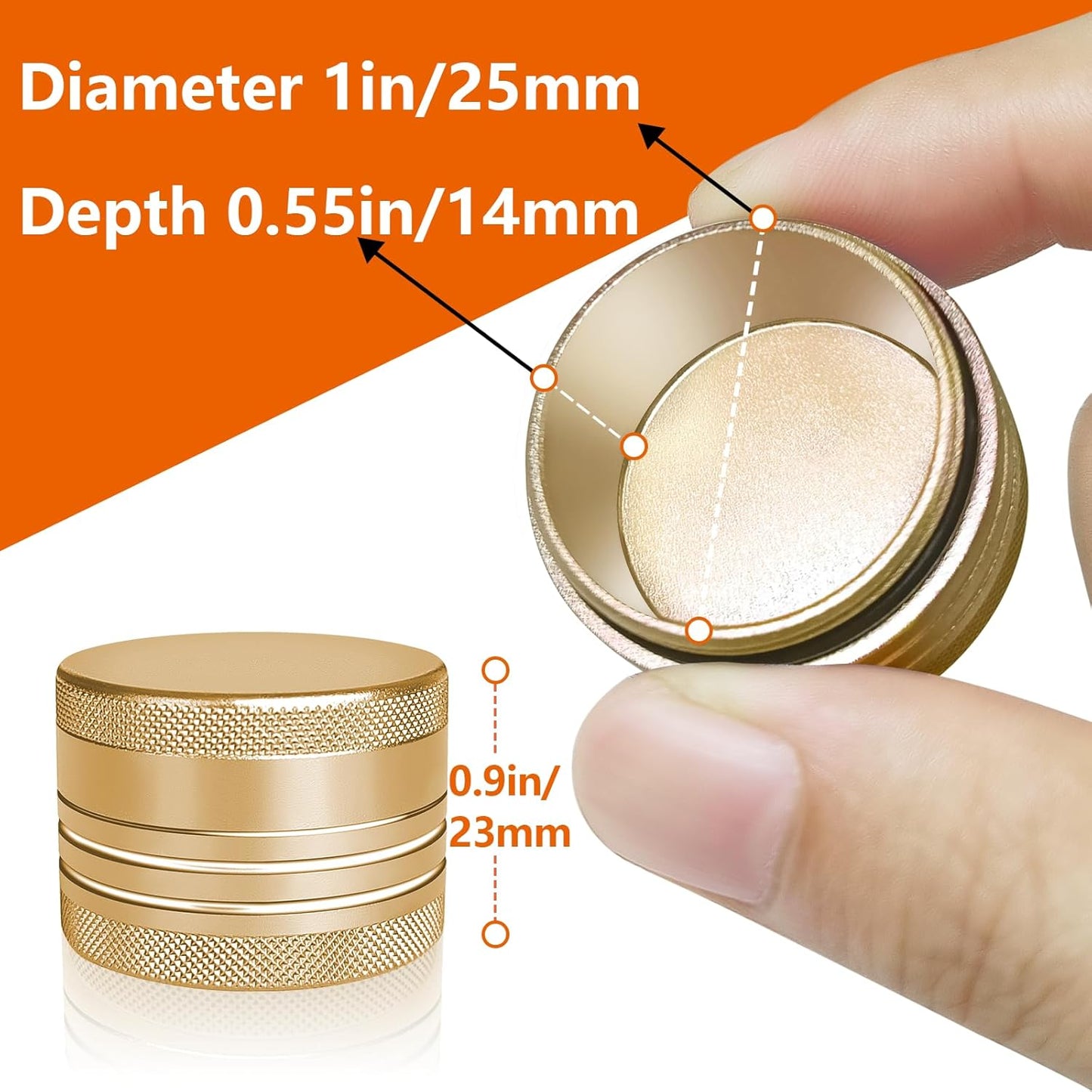 Small Pill Box, Portable Daily Box, Aluminium Alloy Round Container for Pills, Pocket Case (Gold)