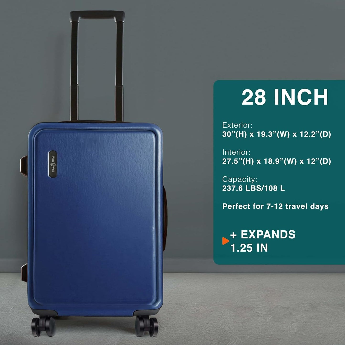 28 Inch Luggage with Spinner Wheels, Hard Shell Suitcase with TSA Locks for Luggage, Travel Large Suitcase, Expandable Hard Shell Suitcases, Navy