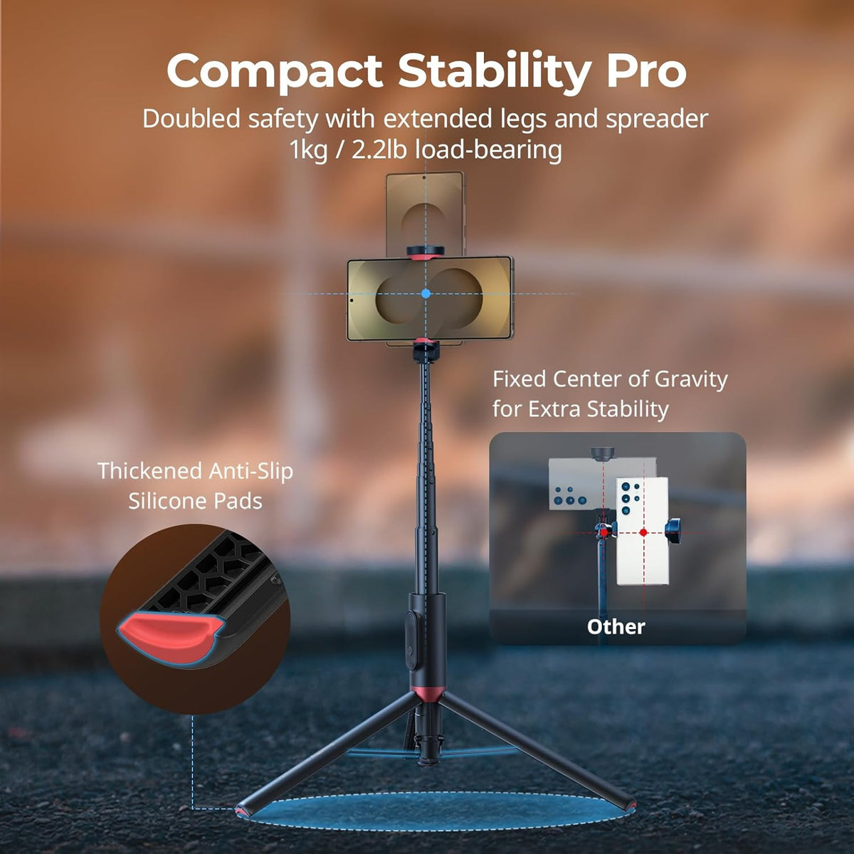 SmallRig x Drex Lee Boom Selfie Stick ST30 Lite, 57.9" Automatic Tripod Stand with Remote and Cold Shoe Mount, for iPhone, for Android, Video Recording, Travel, Vlogging, Black 5292