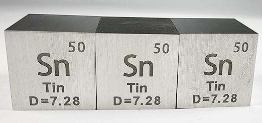 1.5" 38.1mm Tin Stannum Metal Cube Sn up to 99.9% Pure Periodic Table Element Engraved Density Collection Science Education Display Block Cube + Acrylic Case Box - 1PC