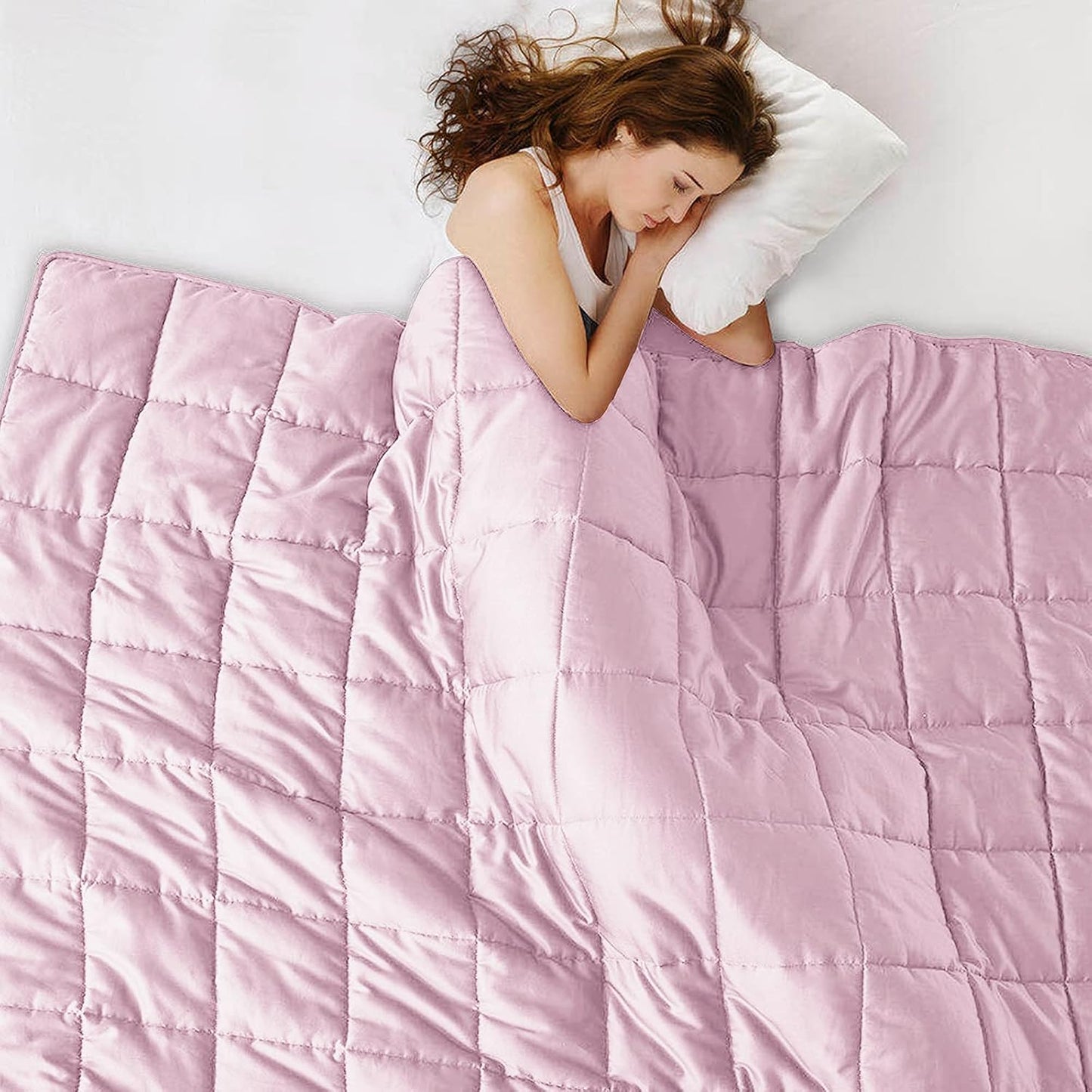 L'AGRATY Weighted Blanket - 80"x87" 20lbs Cooling Breathable Heavy Blanket Microfiber Material with Glass Beads Big Blanket for Adult All-Season Summer Fall Winter Soft Thick Comfort Blanket