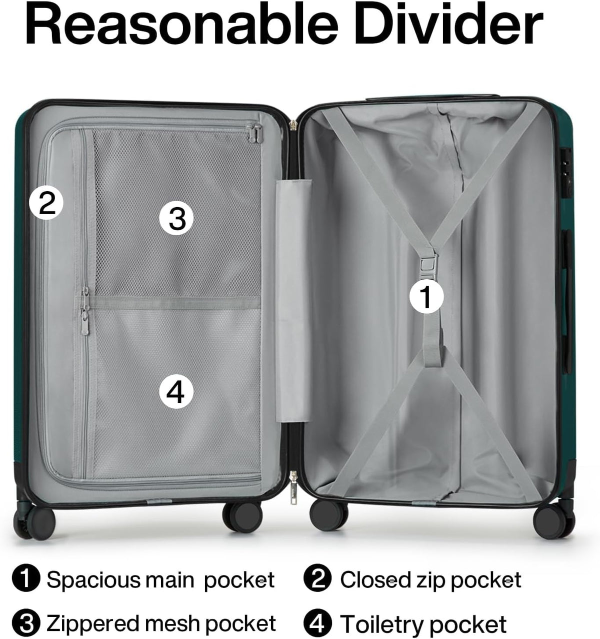 Hanke Luggage Sets 3 piece Carry On Luggage with Wheels PC Hard Shell Suitcases Lightweight Checked Travel Luggage Large Travel Suitcase Woman Men 20/24/29 Inch(Blackish Green)