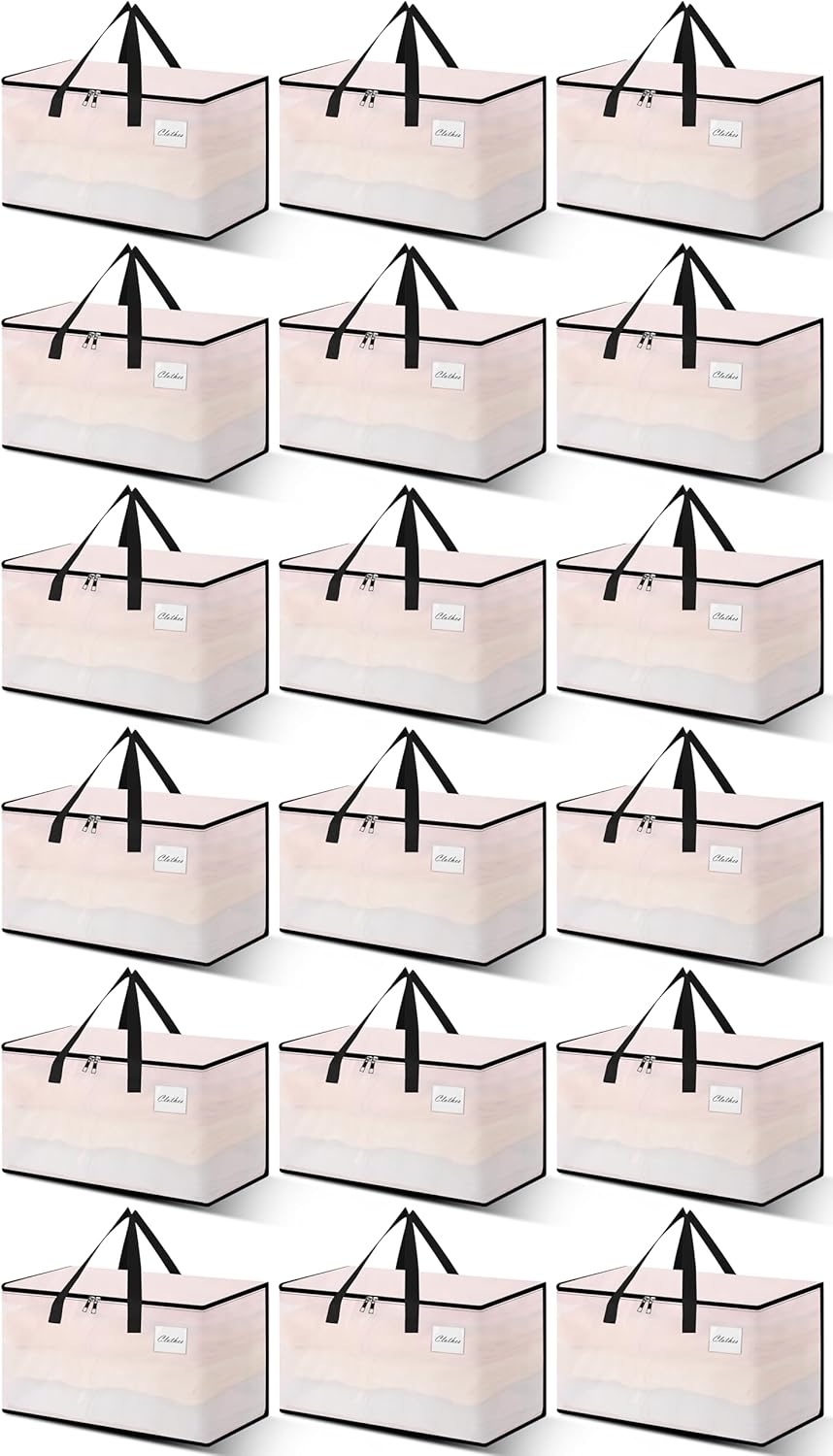 Heavy Duty Moving Bags - Extra Large Packing Bags and Storage Totes, Collapsible and Foldable Option for Moving and Storage, Clear, 125 L - 18 Pack