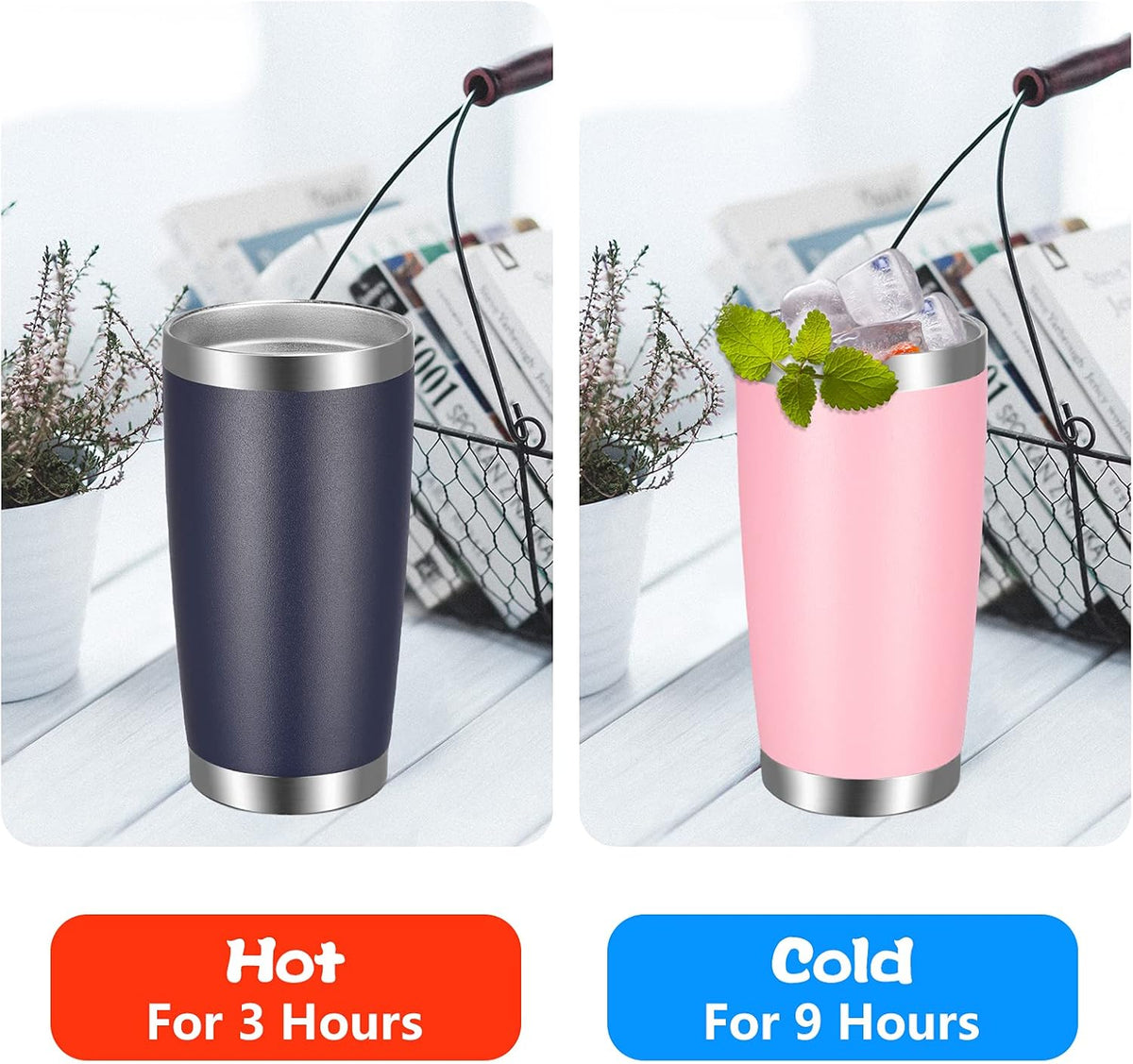VEGOND 20oz Tumbler with Lid and Straw Stainless Steel Tumbler Cup Bulk Vacuum Insulated Double Wall Travel Coffee Mug Powder Coated Coffee Cup(Pink 12 Pack