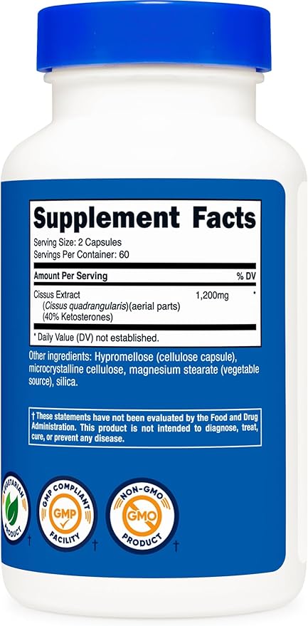 Nutricost Cissus Quadrangularis (1200mg) 120 Capsules - 60 Servings, Gluten Free, Non-GMO, and Vegetarian Friendly