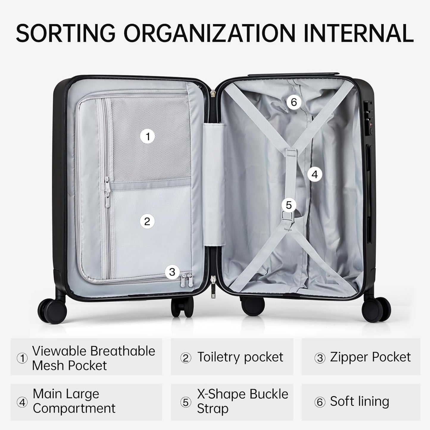 MILADA 28 Inch Hard Shell Luggage - Large Checked Suitcase With Wheels, TSA Approved, For Long Trips - Black