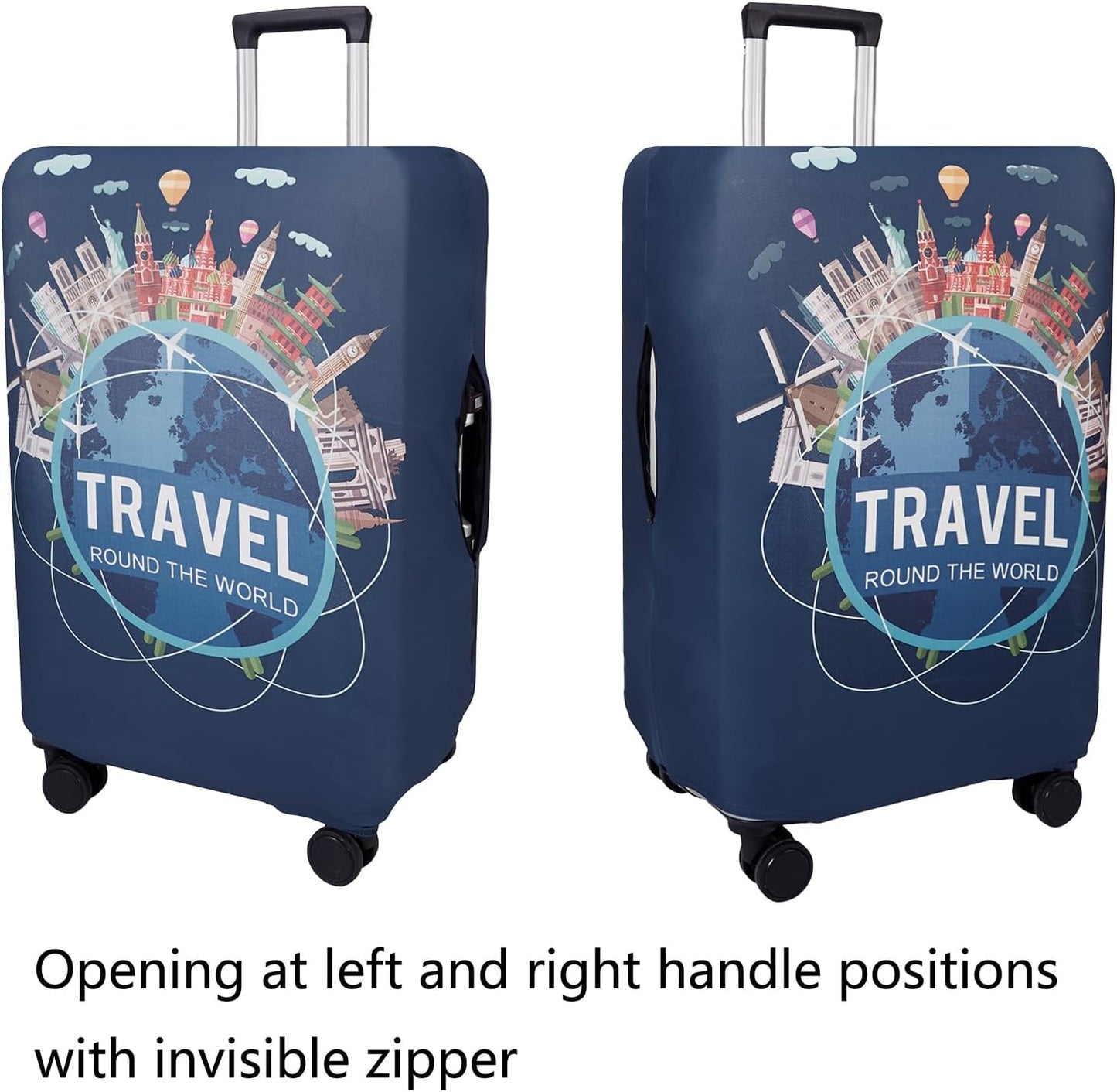 WUJIAONIAO Travel Luggage Cover Baggage Suitcase Cover Protector Skins 18-32 Inch (A9 TRAVEL, L (for 25-28 inch luggage))