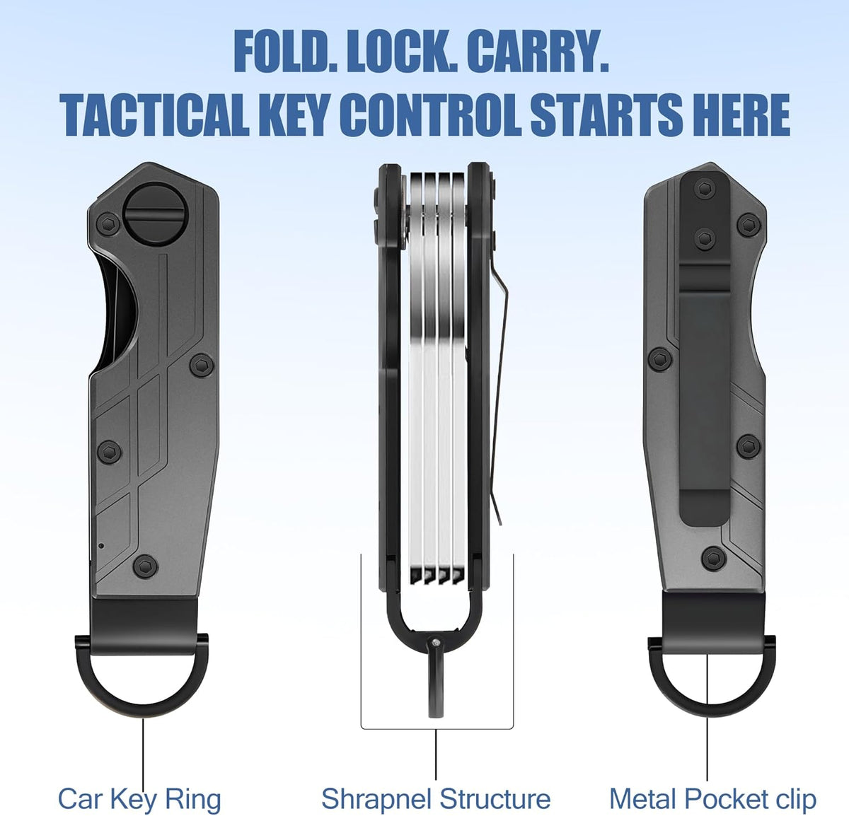 Key Organizer for Men Compact Key Holder Minimalist Key Case Metal Key Chain Key Holder for Keychain Secures 2-5 Keys