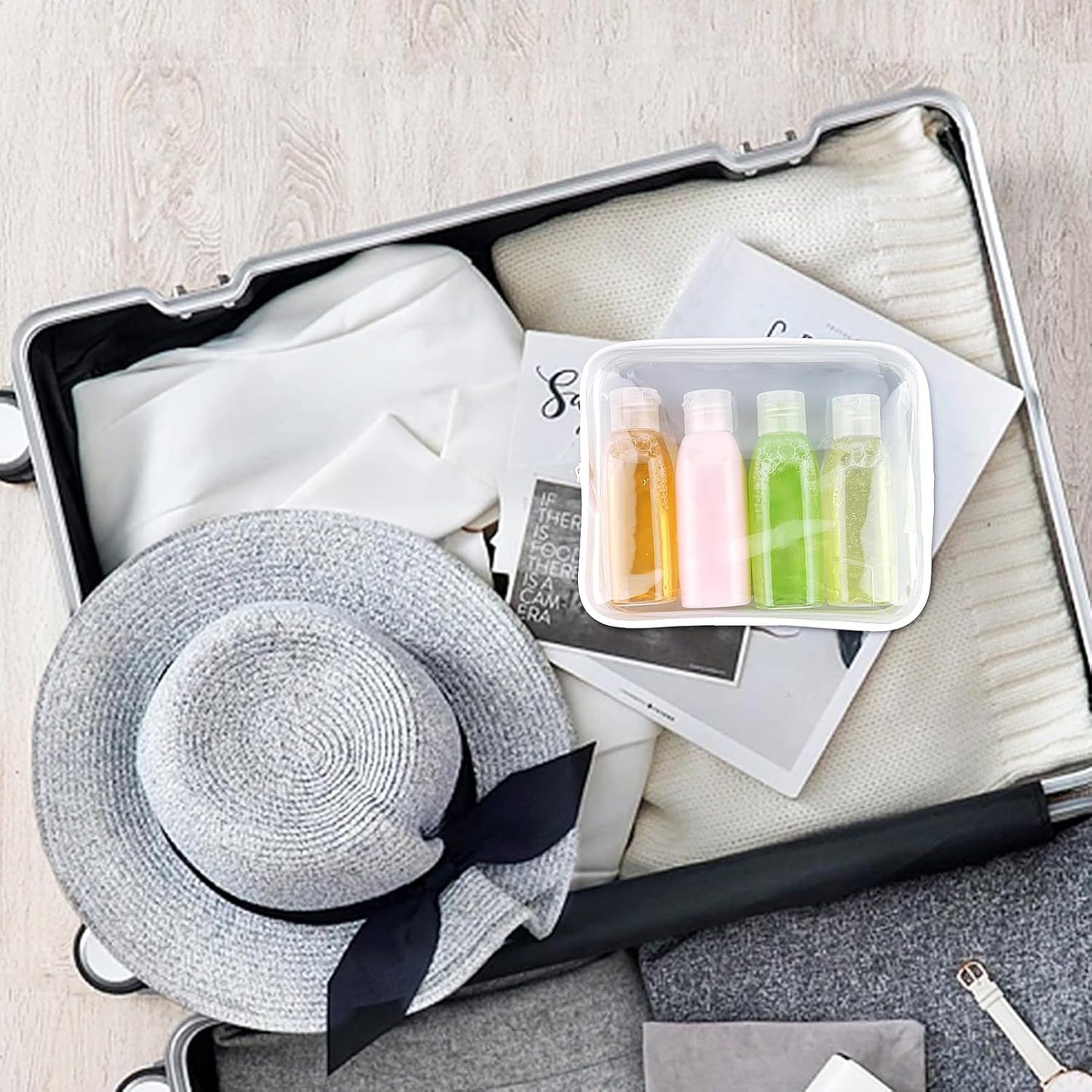 Cosywell Travel Shampoo Bottles 4pcs 3.4oz TSA Approved Leak Proof Empty Containers with Flip Cap