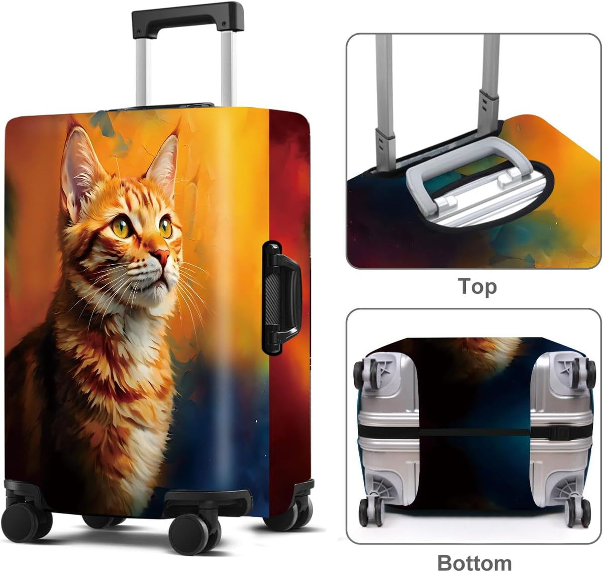 Cat Luggage Cover Washable Suitcase Protector Anti-Scratch,Stretchable Fit for 20-34Inch Luggage Durable Travel Bag Cover with Zipper Closure XL(32-34inch suitcase)