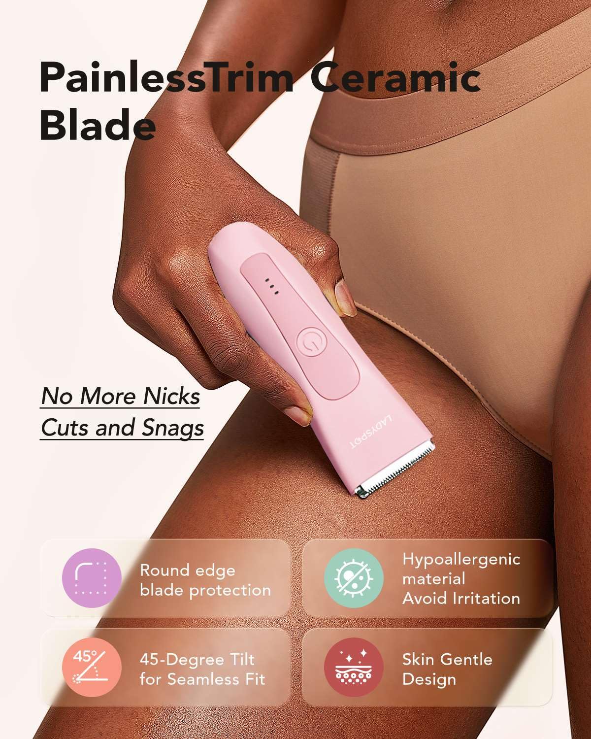 LADYSPOT™ Hair Finishing Trimmers, with 3 Guard and Replaceable Ceramic Blade Heads, LADYSPOT™ Hair Shaver Kit Sets (Women-Pink-Version)