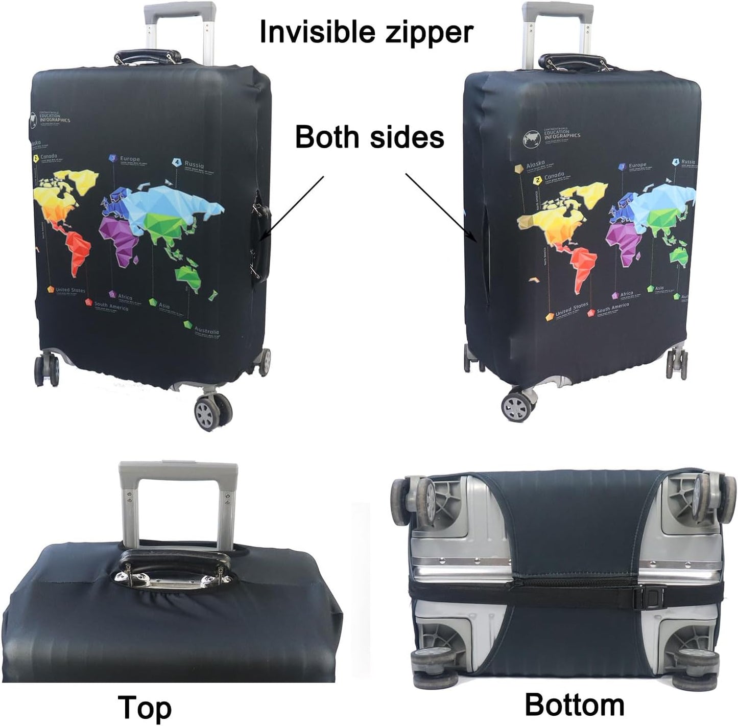 MosaiRudo Thicker Luggage Cover Elastic Suitcase Cover Protector Fits 18-32 Inch Suitcase Travel Accessories (Abstract Map, M)